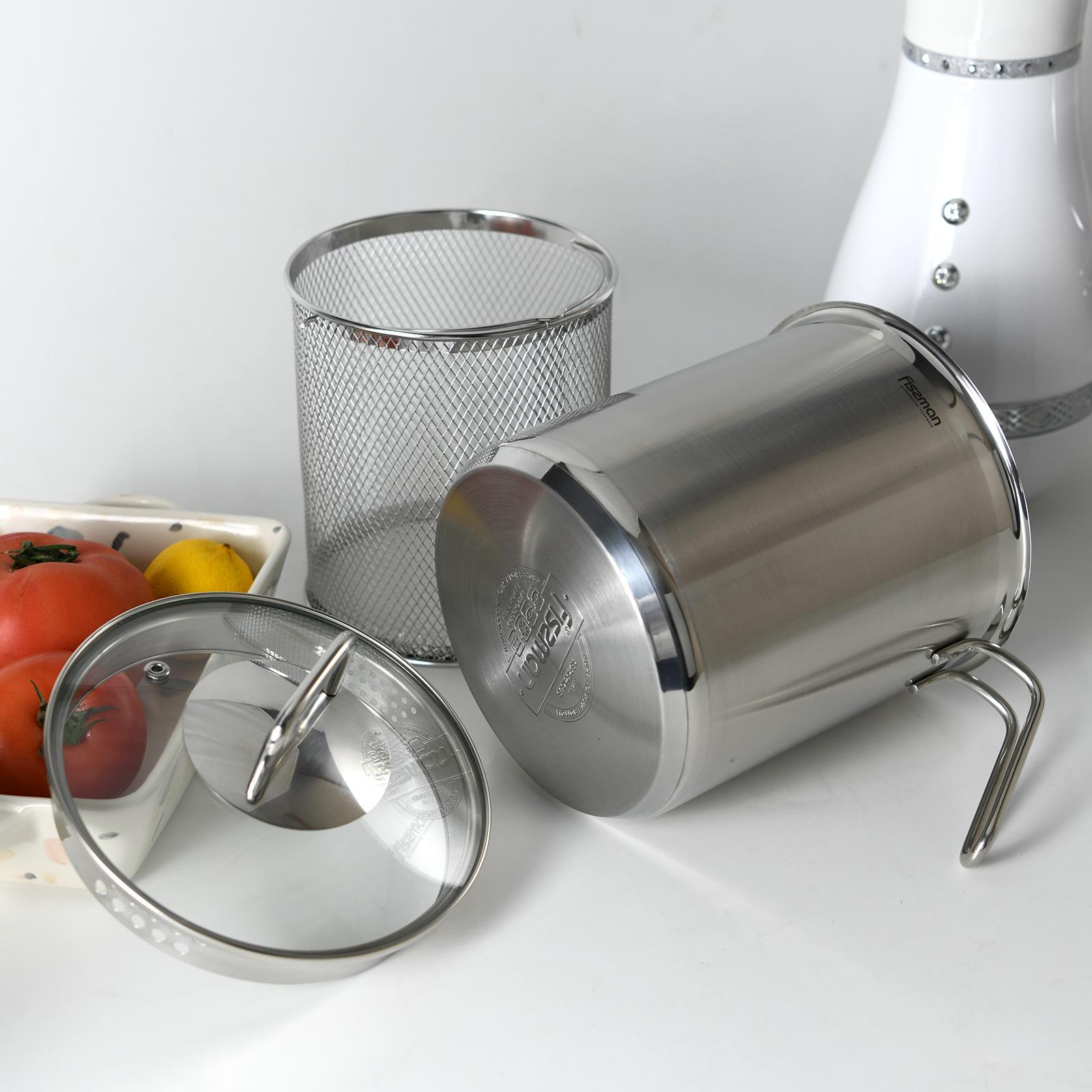 Fissman Asparagus Pot with Glass Lid and Steamer Basket - 16 cms-household-kitchen-cookware-potsandpans-image-2