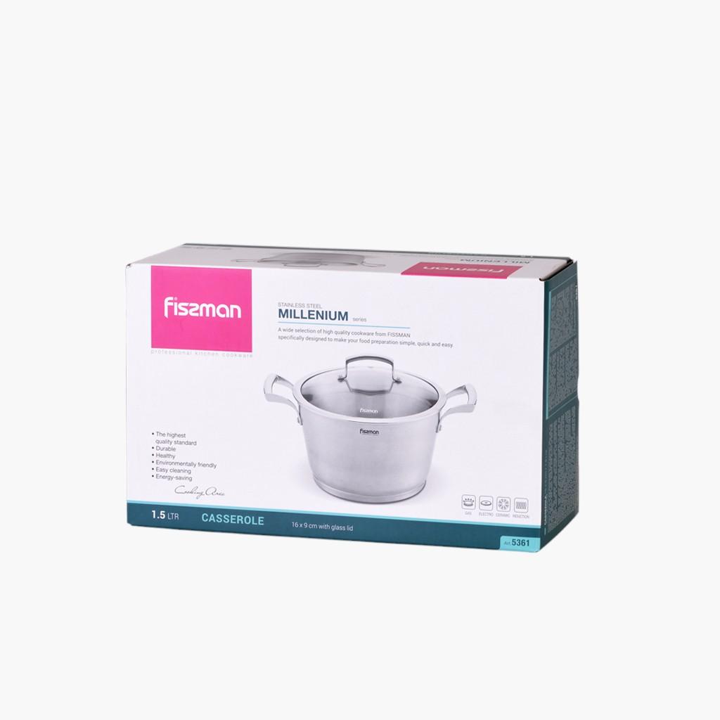 Millenium Stainless Steel Casserole with Glass Lid - 1.5 L-household-kitchen-cookware-potsandpans-image-4