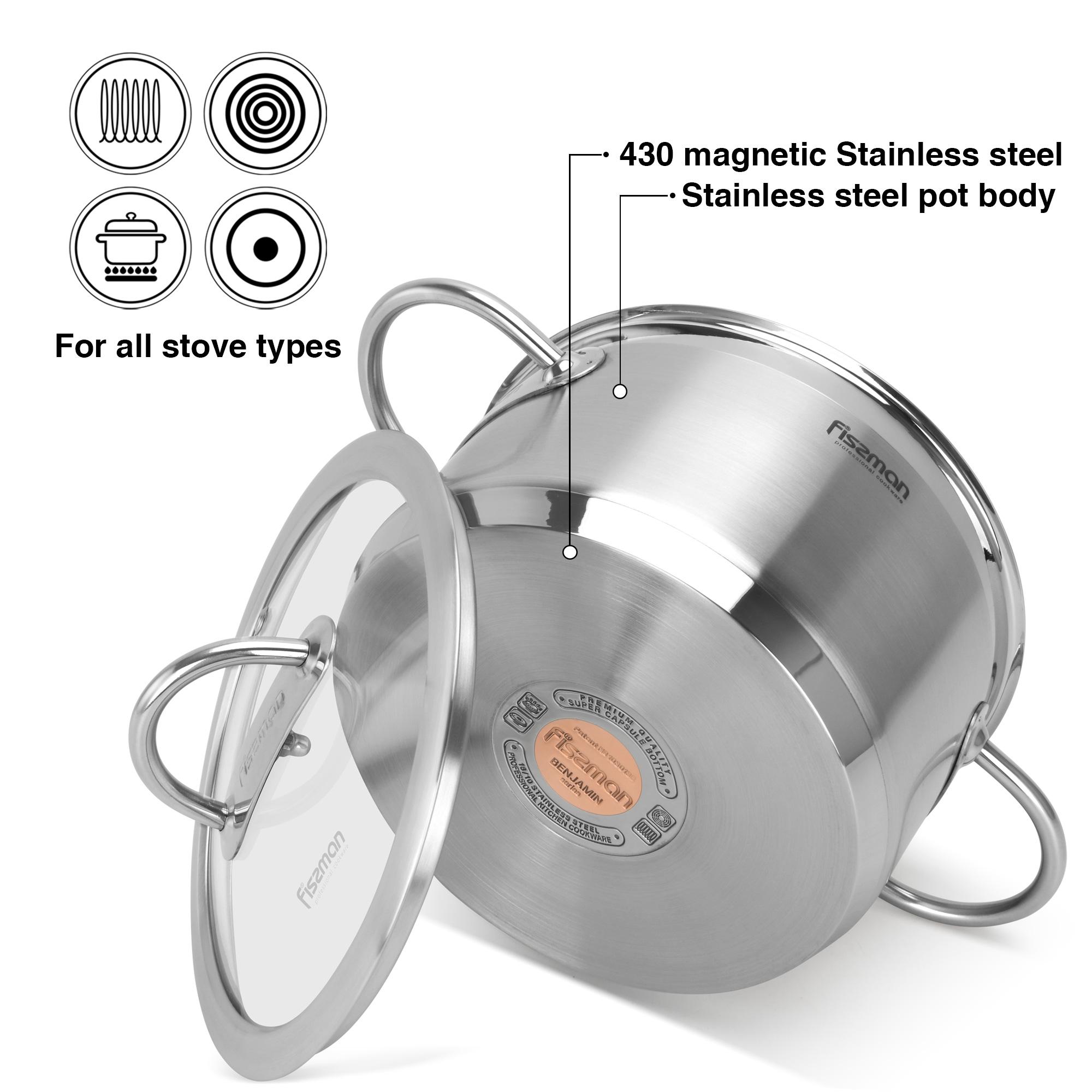Fissman Benjamin Stainless Steel Casserole with Glass Lid - 2.5 L-household-kitchen-cookware-potsandpans-image-3