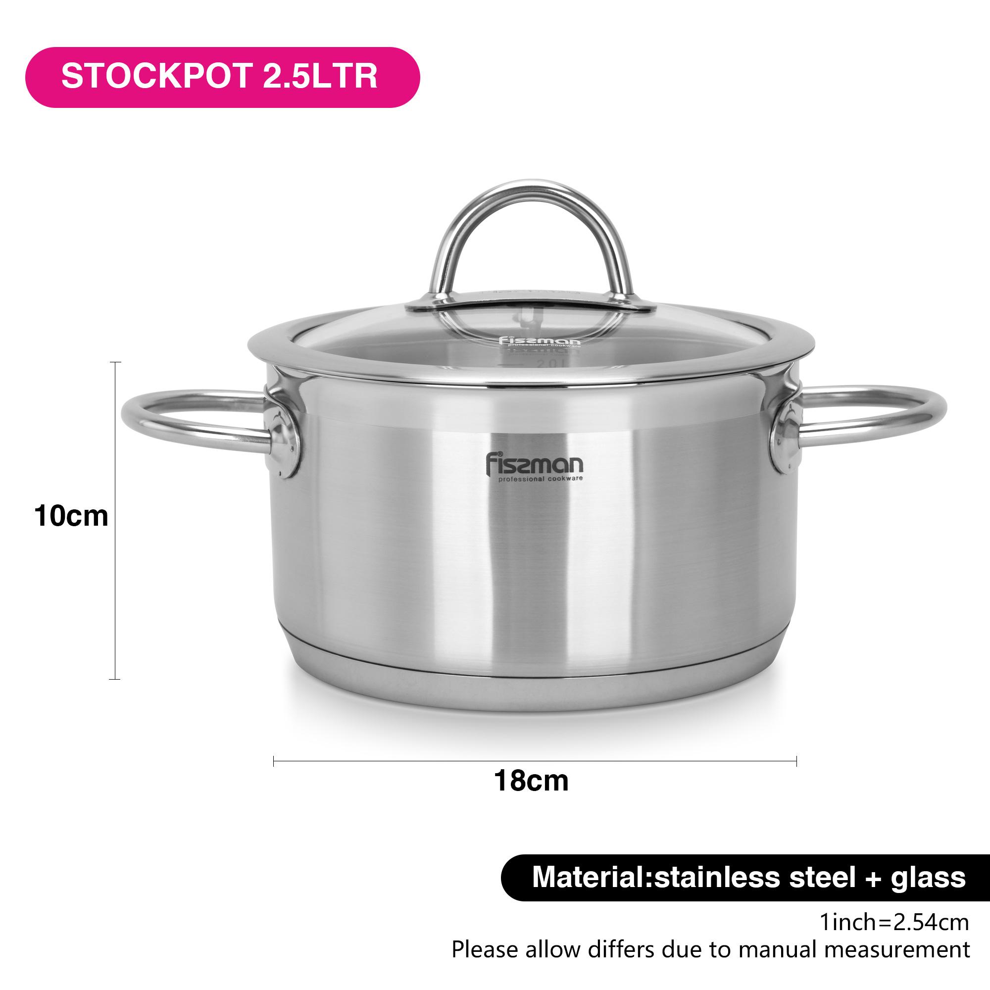 Fissman Benjamin Stainless Steel Casserole with Glass Lid - 2.5 L-household-kitchen-cookware-potsandpans-image-4