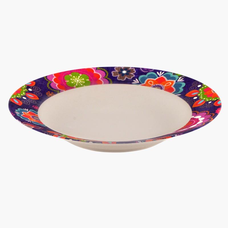 Floral Print Bamboo Fibre Dinner Plate - 23 cms-household-dining-dinnerware-plates-image-1