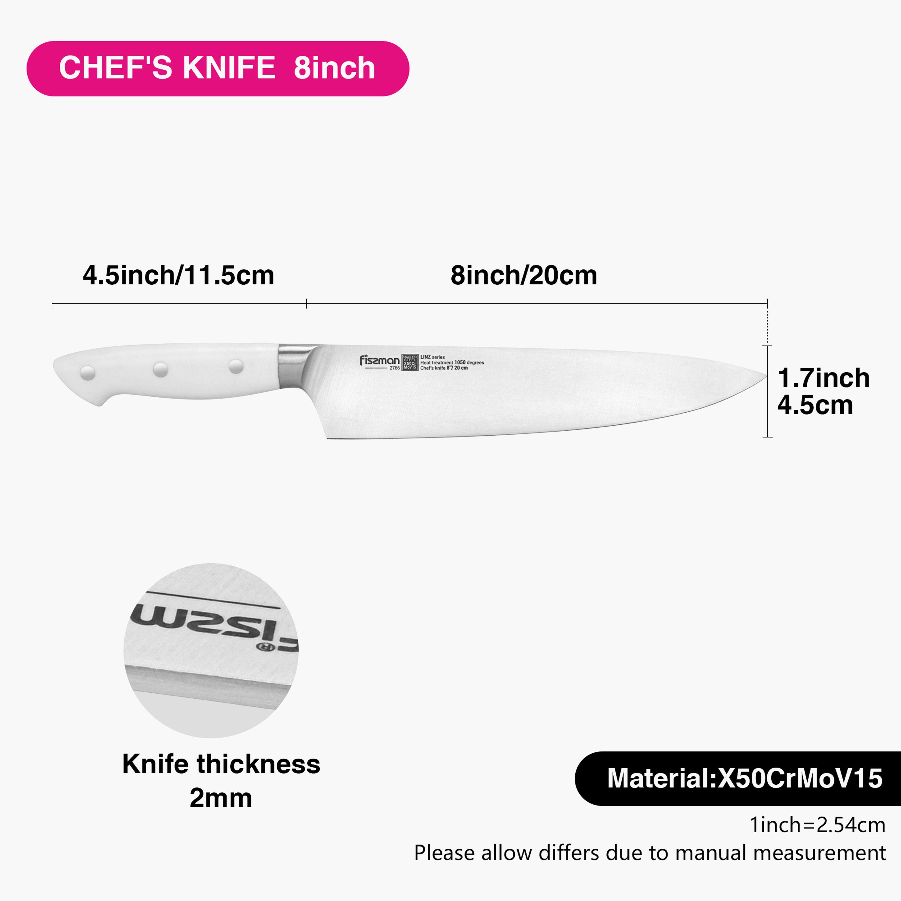 سكين شيف 8 بوصة ستانلس ستيل من فيسمان - لينز-household-kitchen-kitchentoolsandutensils-knives-image-4