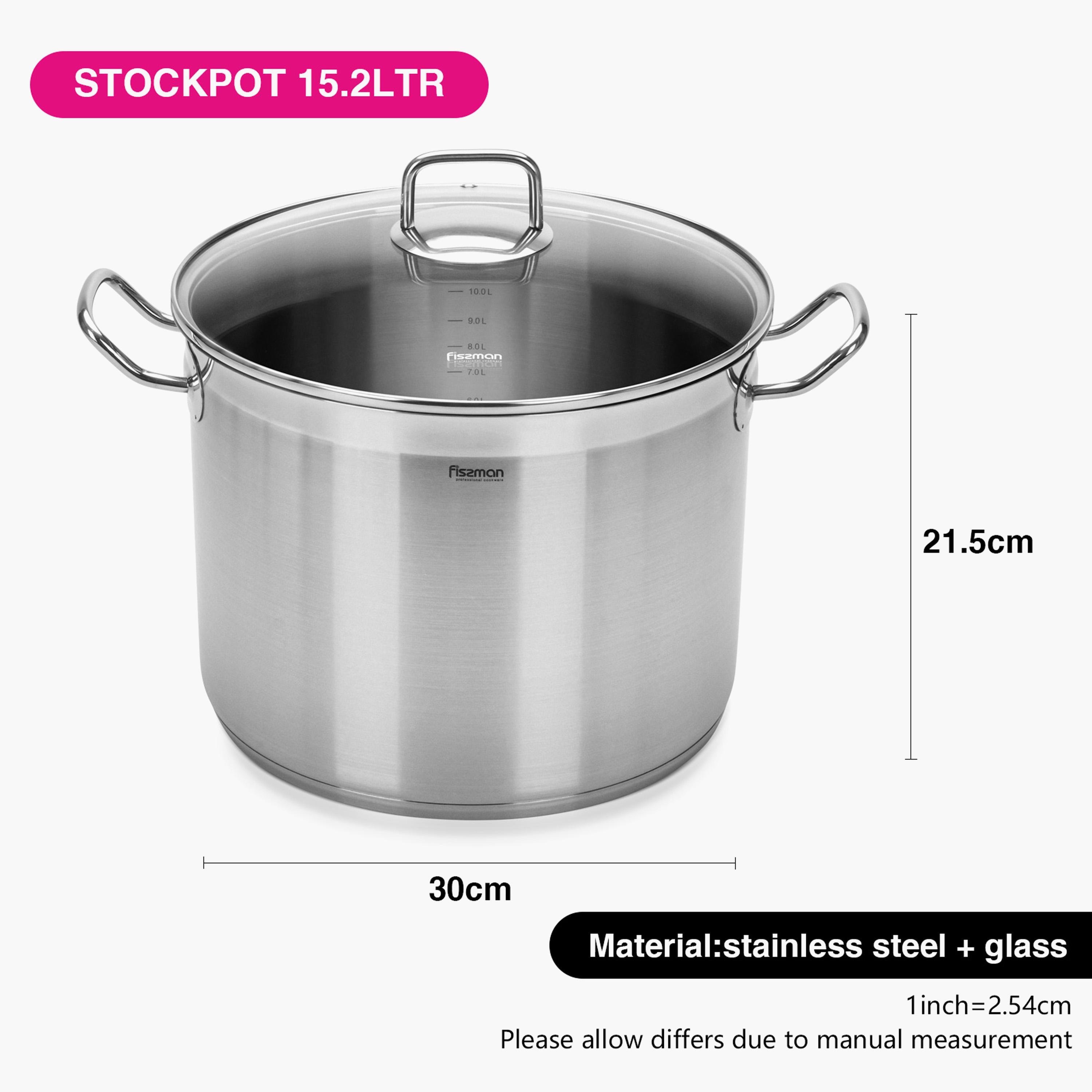 Tahara Series Stainless Steel Stockpot with Glass Lid - 15.2 L-household-kitchen-cookware-potsandpans-image-3