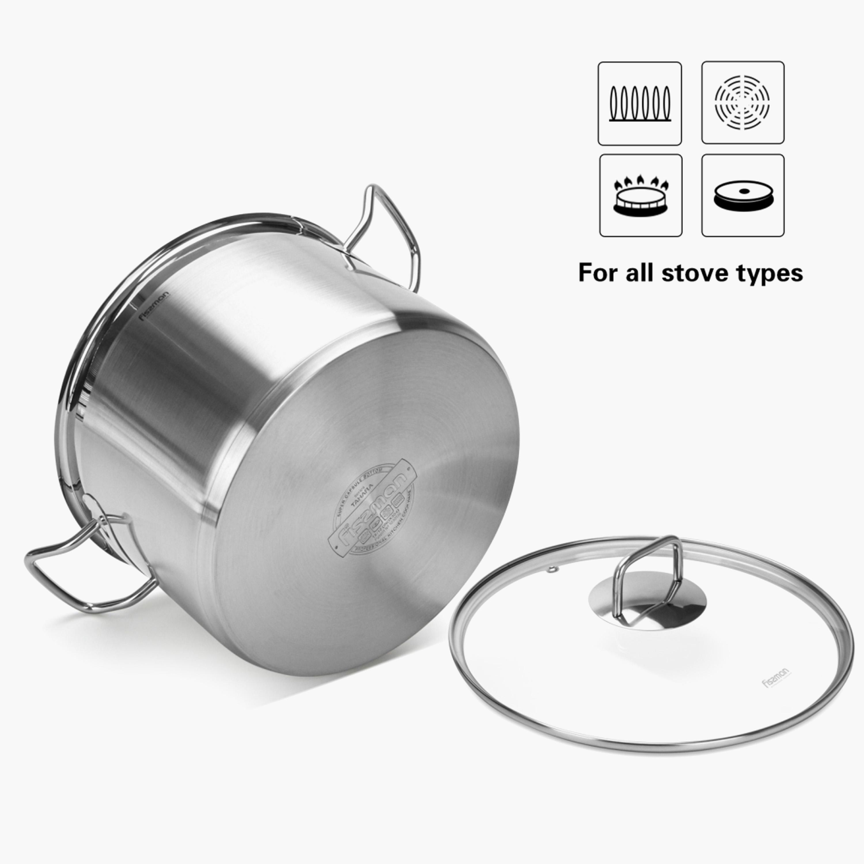 Tahara Series Stainless Steel Stockpot with Glass Lid - 15.2 L-household-kitchen-cookware-potsandpans-image-5