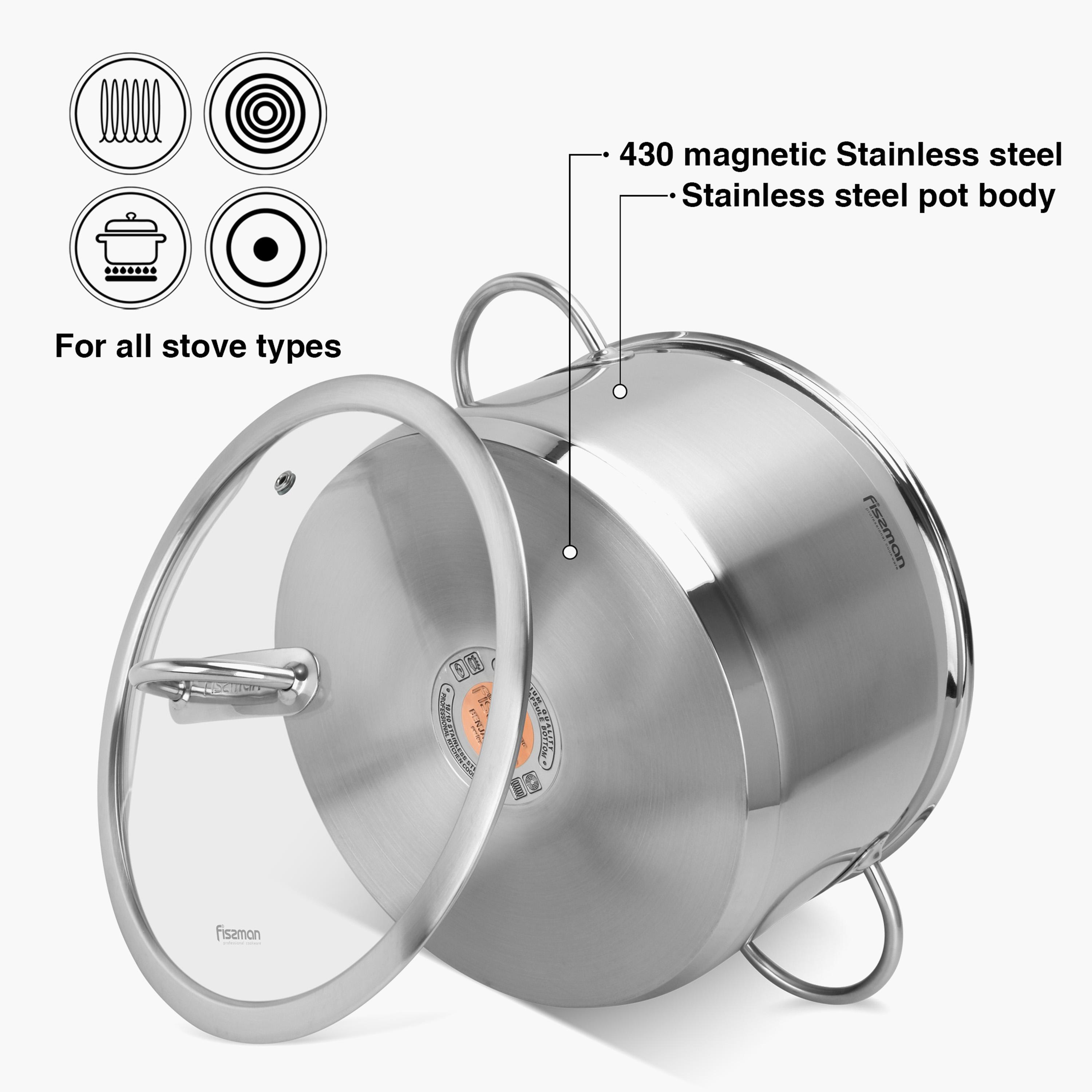 Fissman Benjamin Stainless Steel Stockpot with Lid - 6.3 L-household-kitchen-cookware-potsandpans-image-3