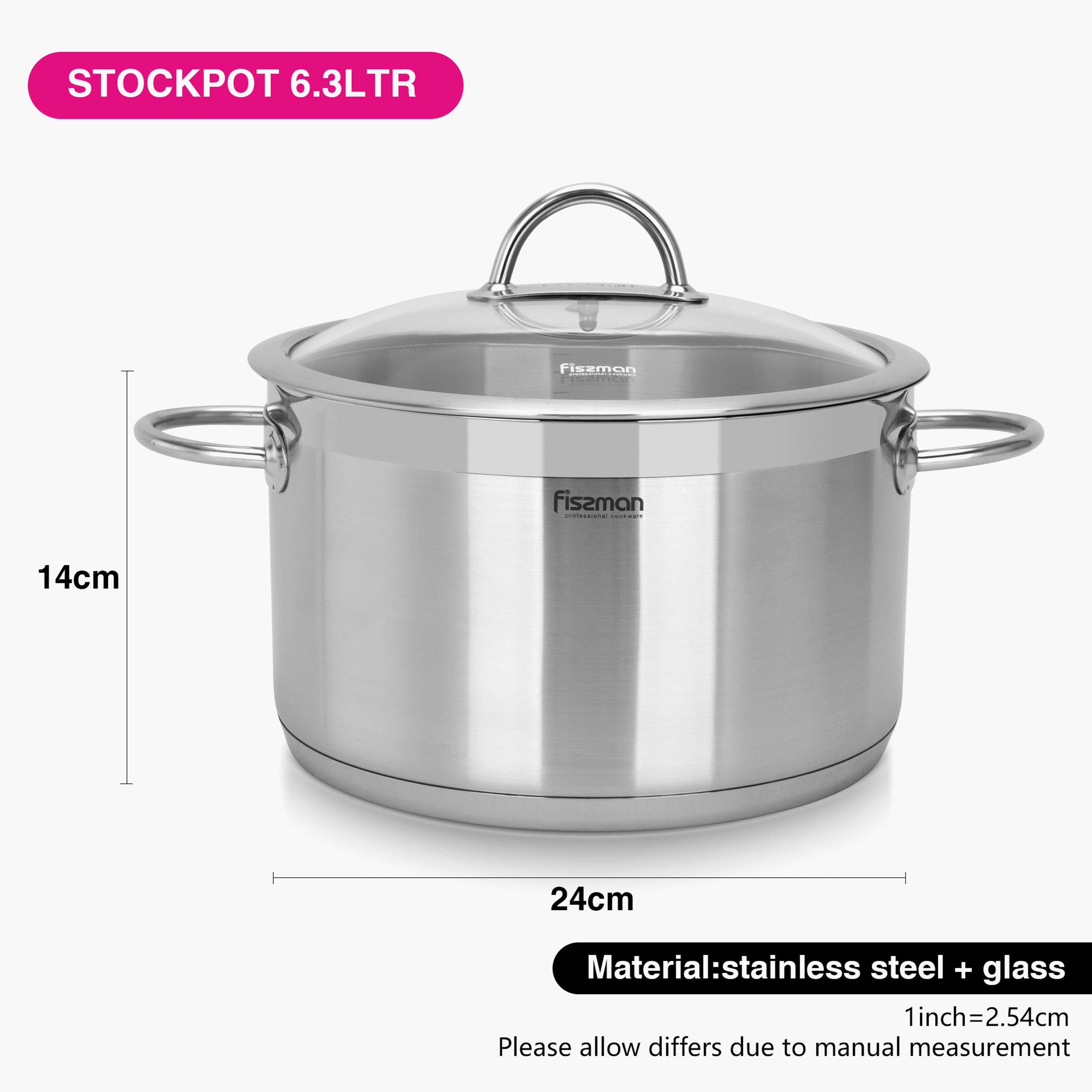 Fissman Benjamin Stainless Steel Stockpot with Lid - 6.3 L-household-kitchen-cookware-potsandpans-image-4