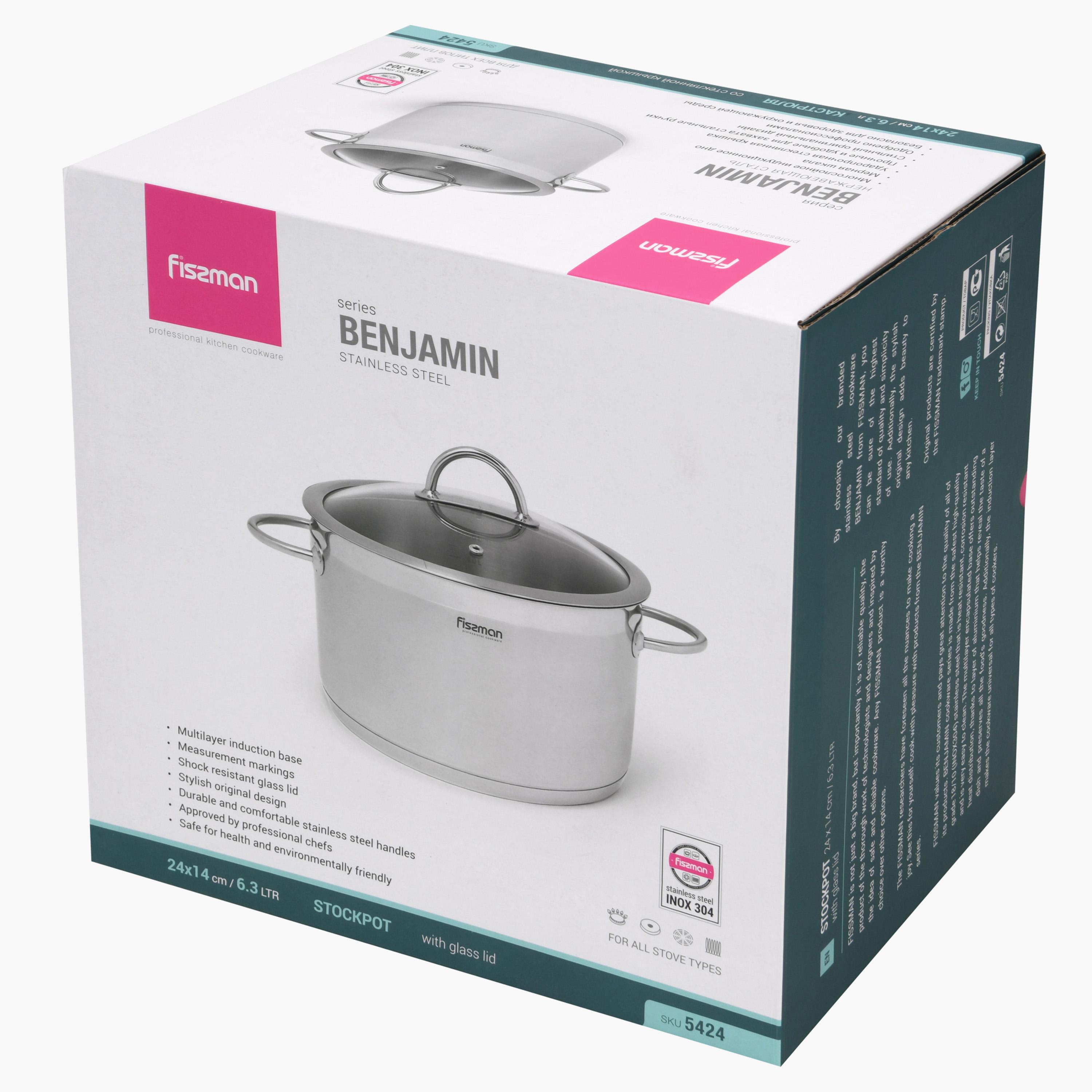 Fissman Benjamin Stainless Steel Stockpot with Lid - 6.3 L-household-kitchen-cookware-potsandpans-image-9