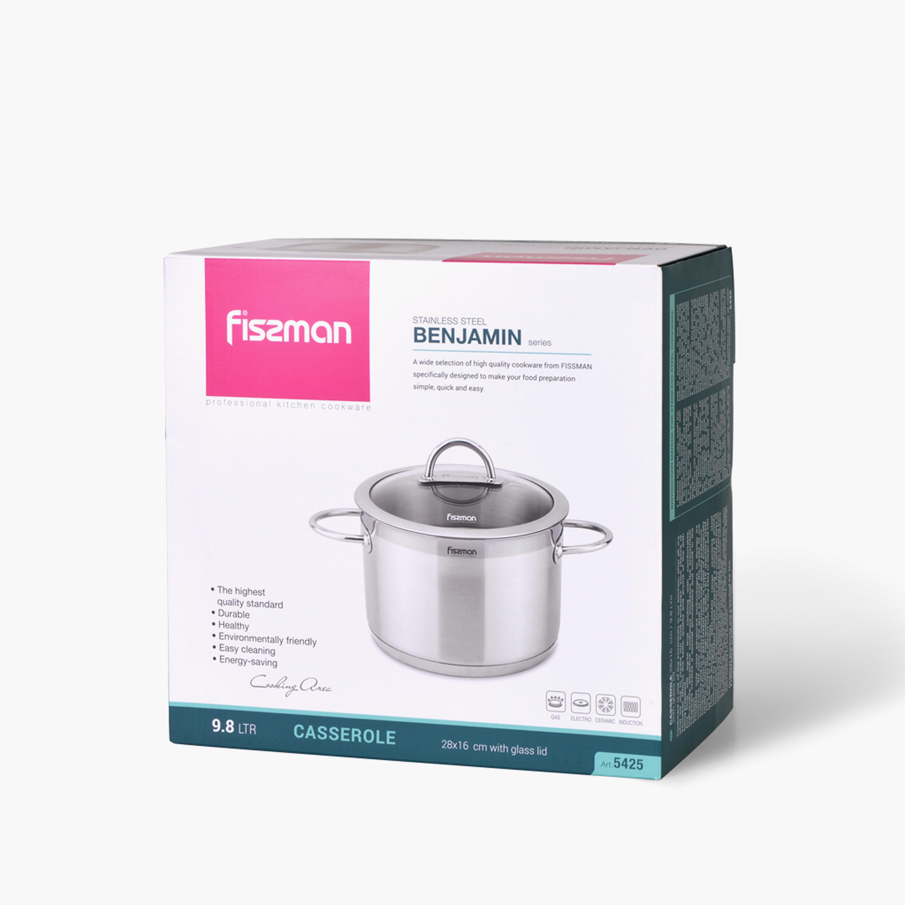 Fissman Benjamin Stainless Steel Casserole with Lid - 9.8 L-household-kitchen-cookware-potsandpans-image-3
