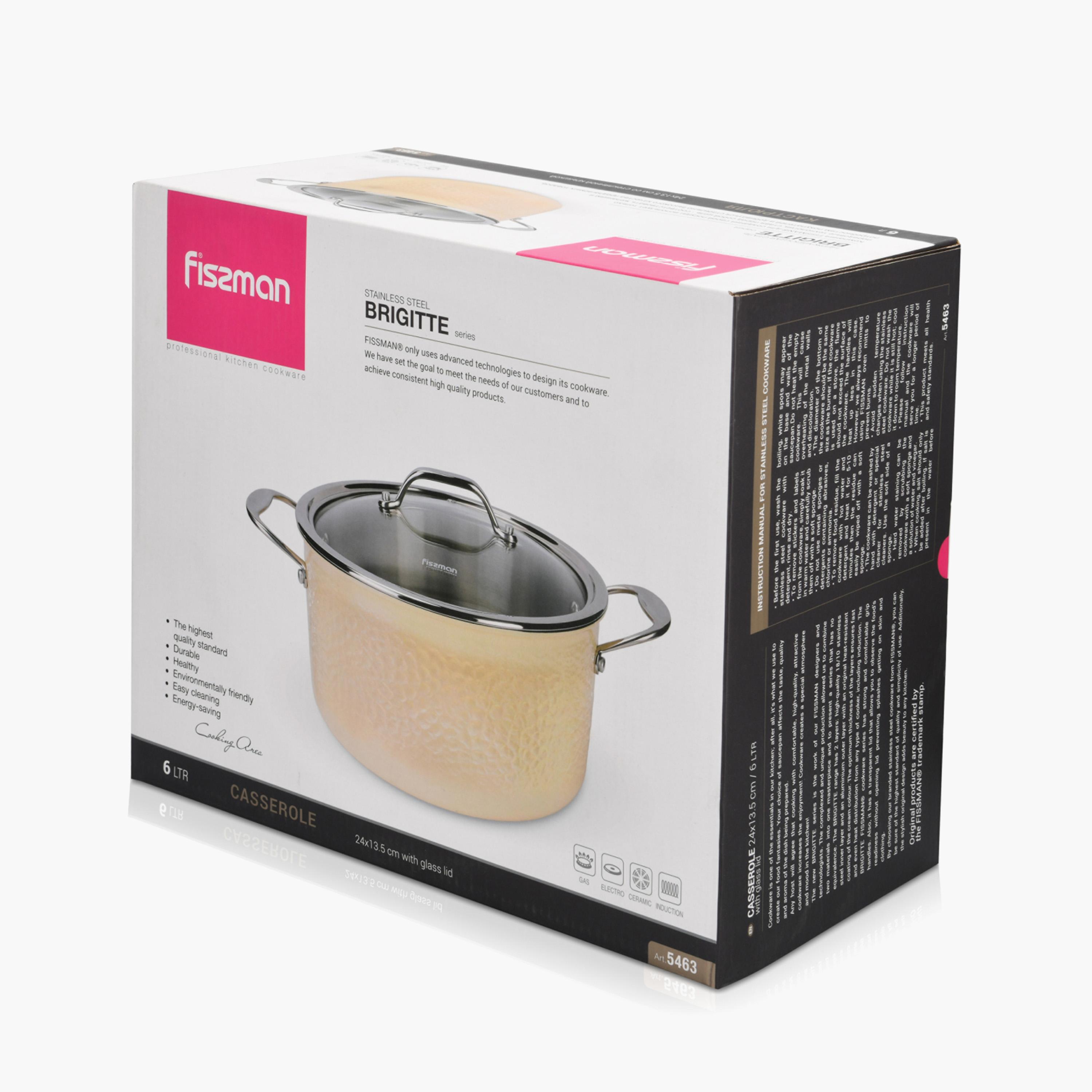 كسرولة ستانلس ستيل بغطاء زجاج بريجيت من فيسمان - 6 لتر-household-kitchen-cookware-potsandpans-image-6
