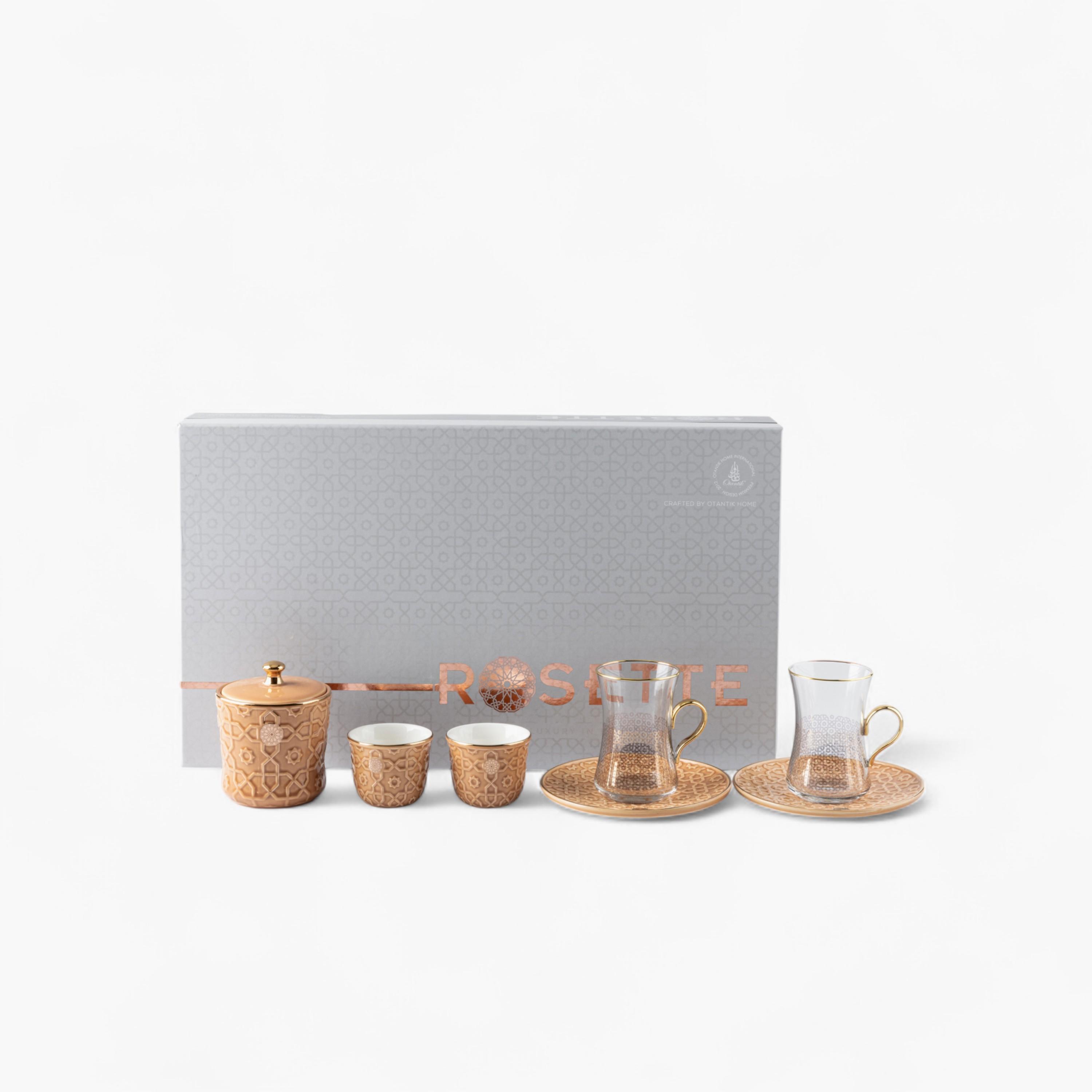 طقم فناجين وصحون شاي بتفاصيل الخط العربي 19 قطعة من أوتانتيك-household-dining-teaandcoffee-teaandcoffeesets-image-2