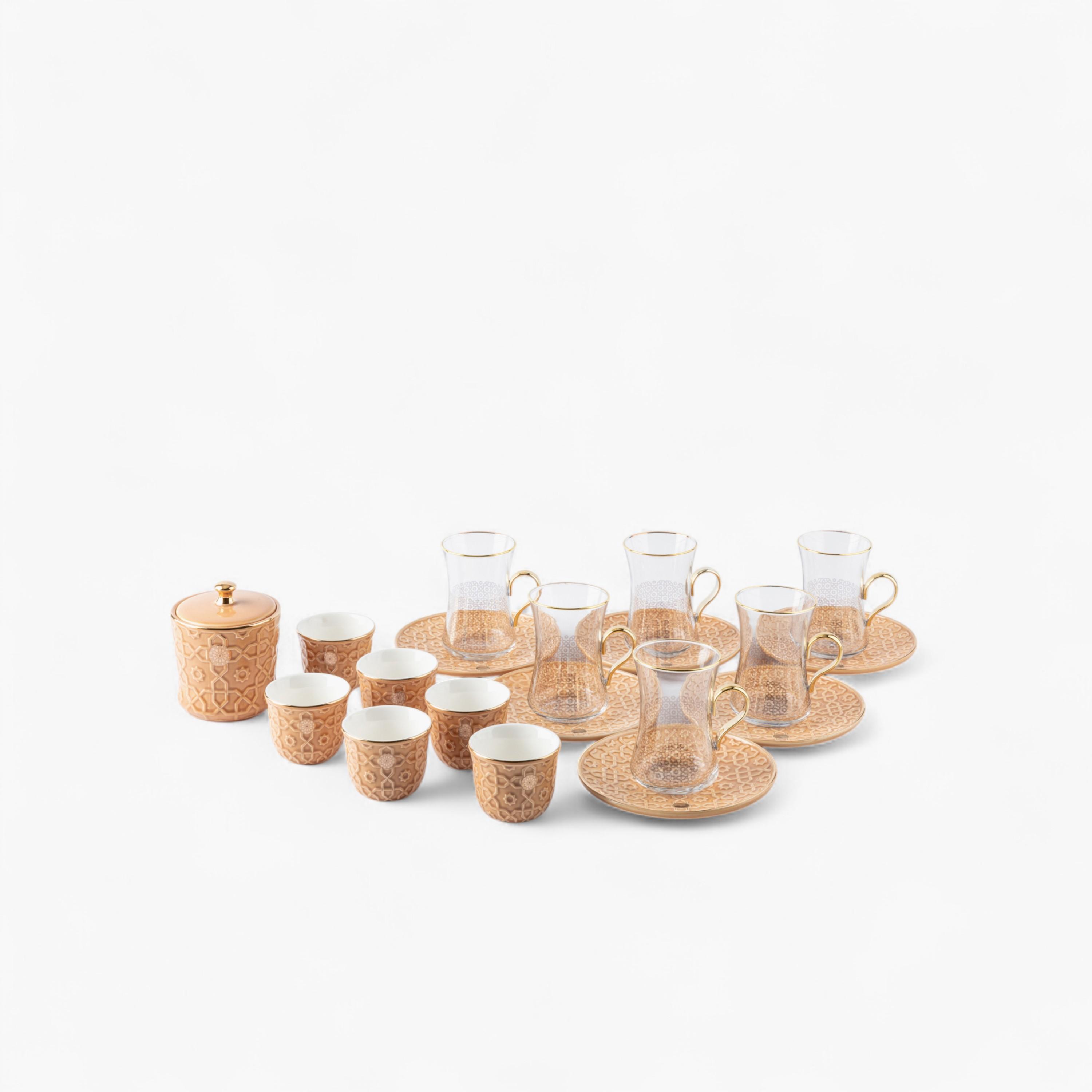 طقم فناجين وصحون شاي بتفاصيل الخط العربي 19 قطعة من أوتانتيك-household-dining-teaandcoffee-teaandcoffeesets-image-5