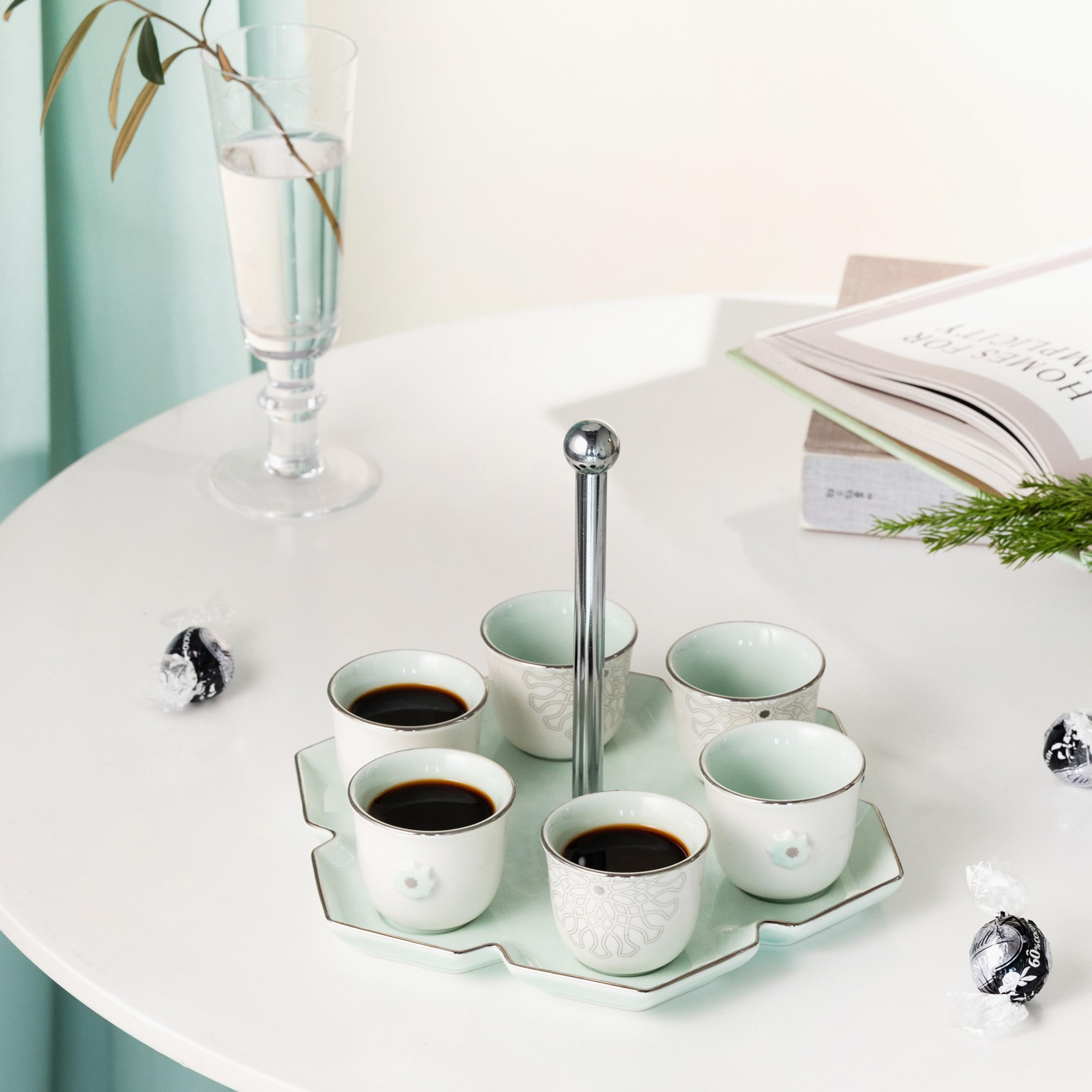 طقم أكواب قهوة 6 قطع مع صينية وحامل من أوتانتيك-household-dining-teaandcoffee-teaandcoffeesets-image-1