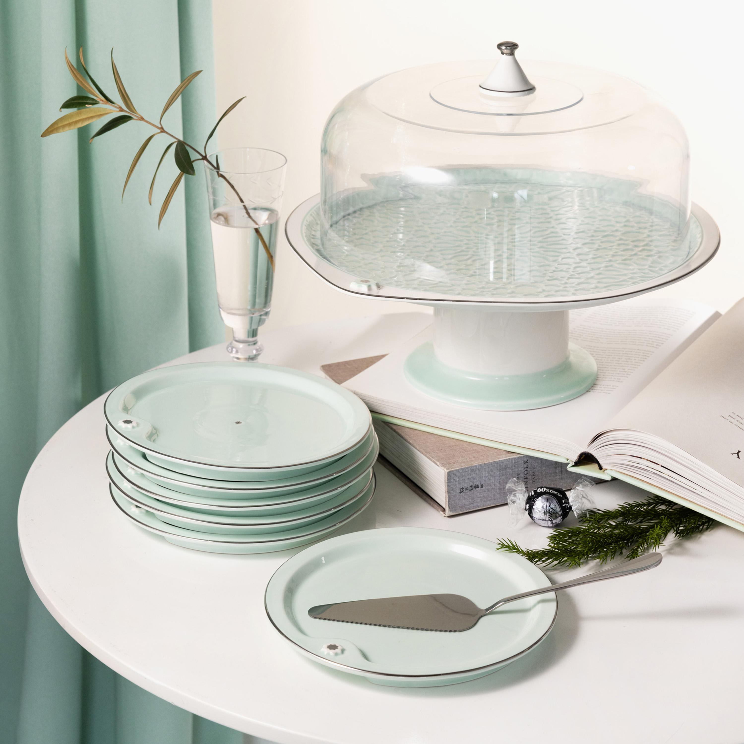 Porcelain 9-Piece Cake Serving Set-household-dining-serveware-cakestands-image-1