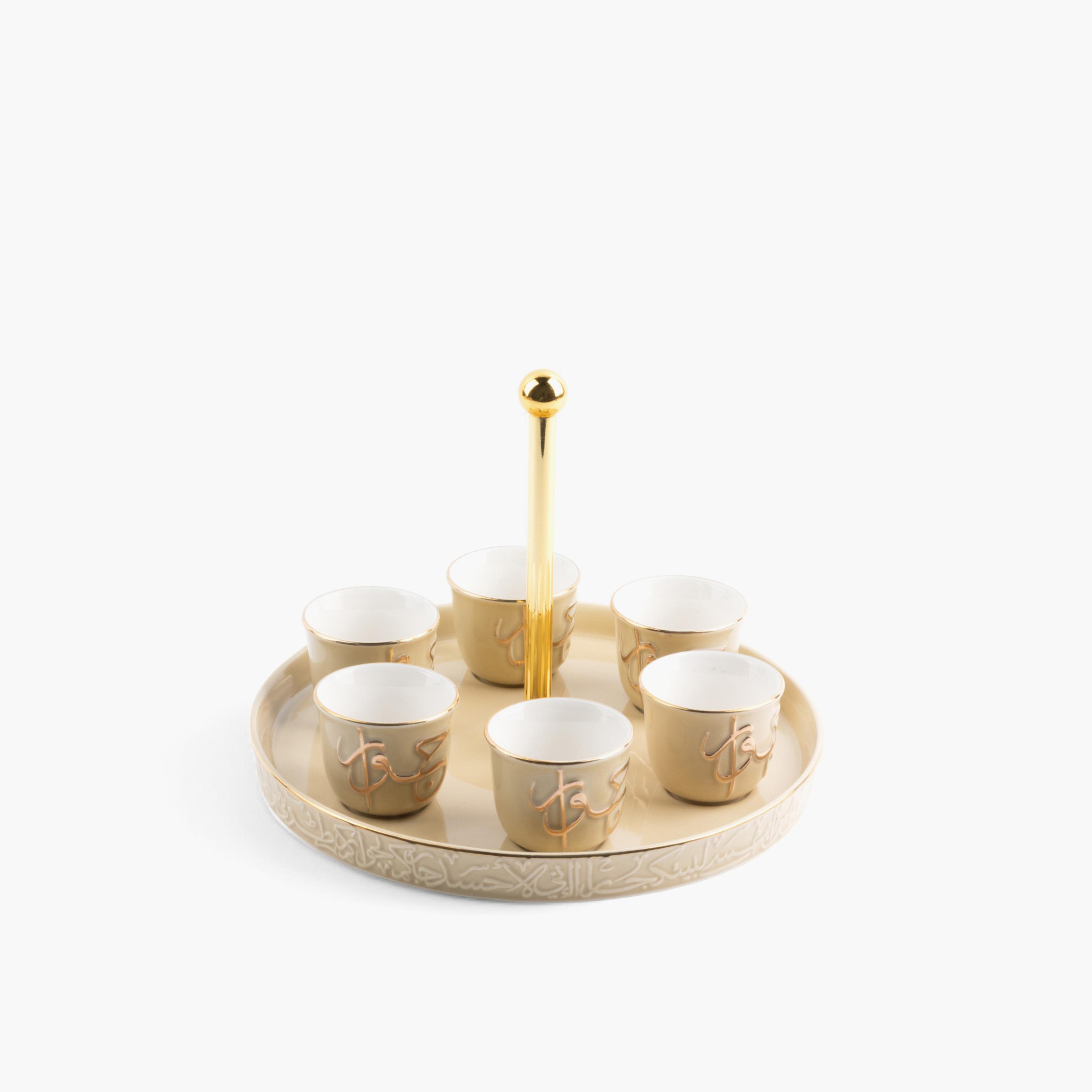 طقم قهوة بورسلان مزين بالخط العربي 6 قطع من أوتانتيك-household-dining-teaandcoffee-teaandcoffeesets-image-2
