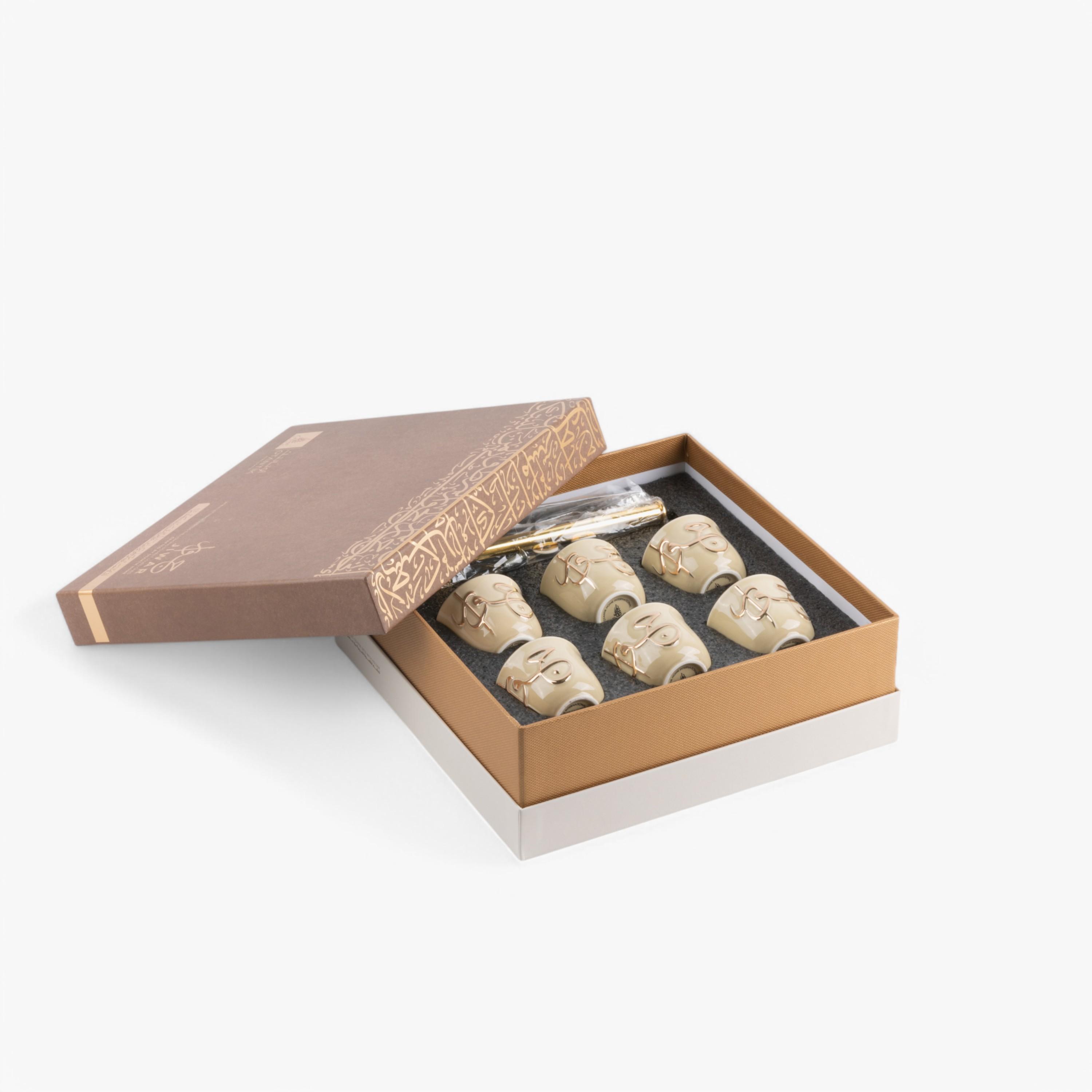 Calligraphy 6-Piece Porcelain Kahwa Set-household-dining-teaandcoffee-teaandcoffeesets-image-3