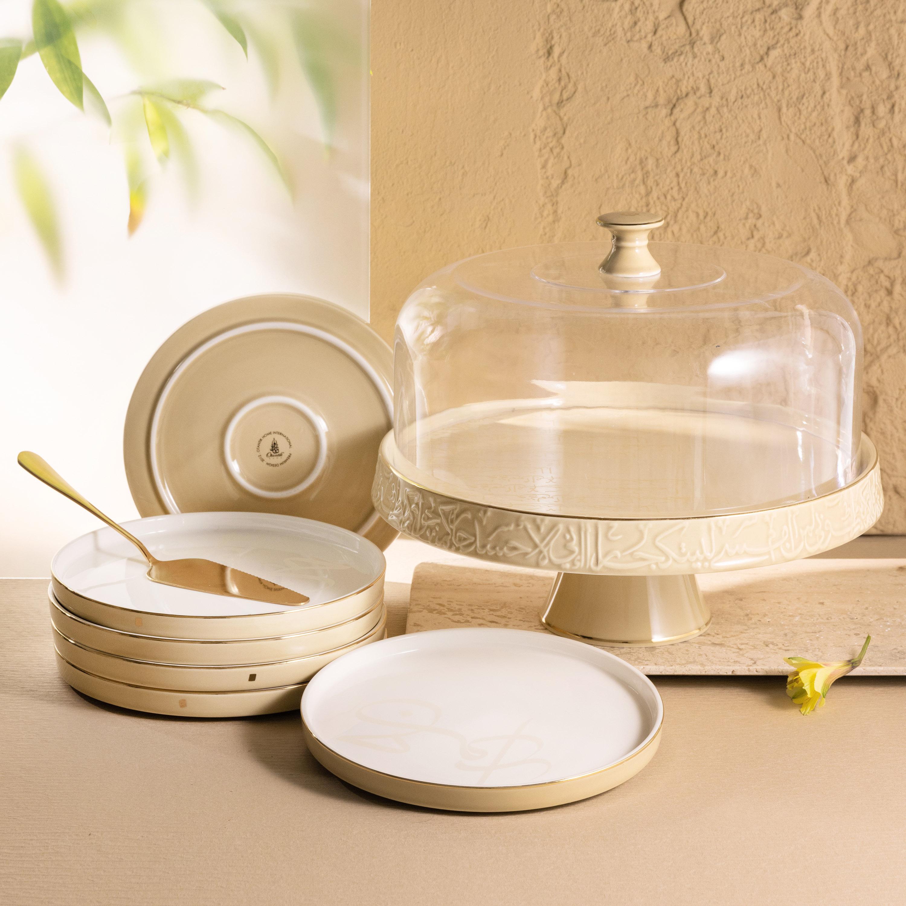 Arabic Calligraphy 9-Piece Porcelain Cake Serving Set-household-dining-serveware-cakestands-image-1