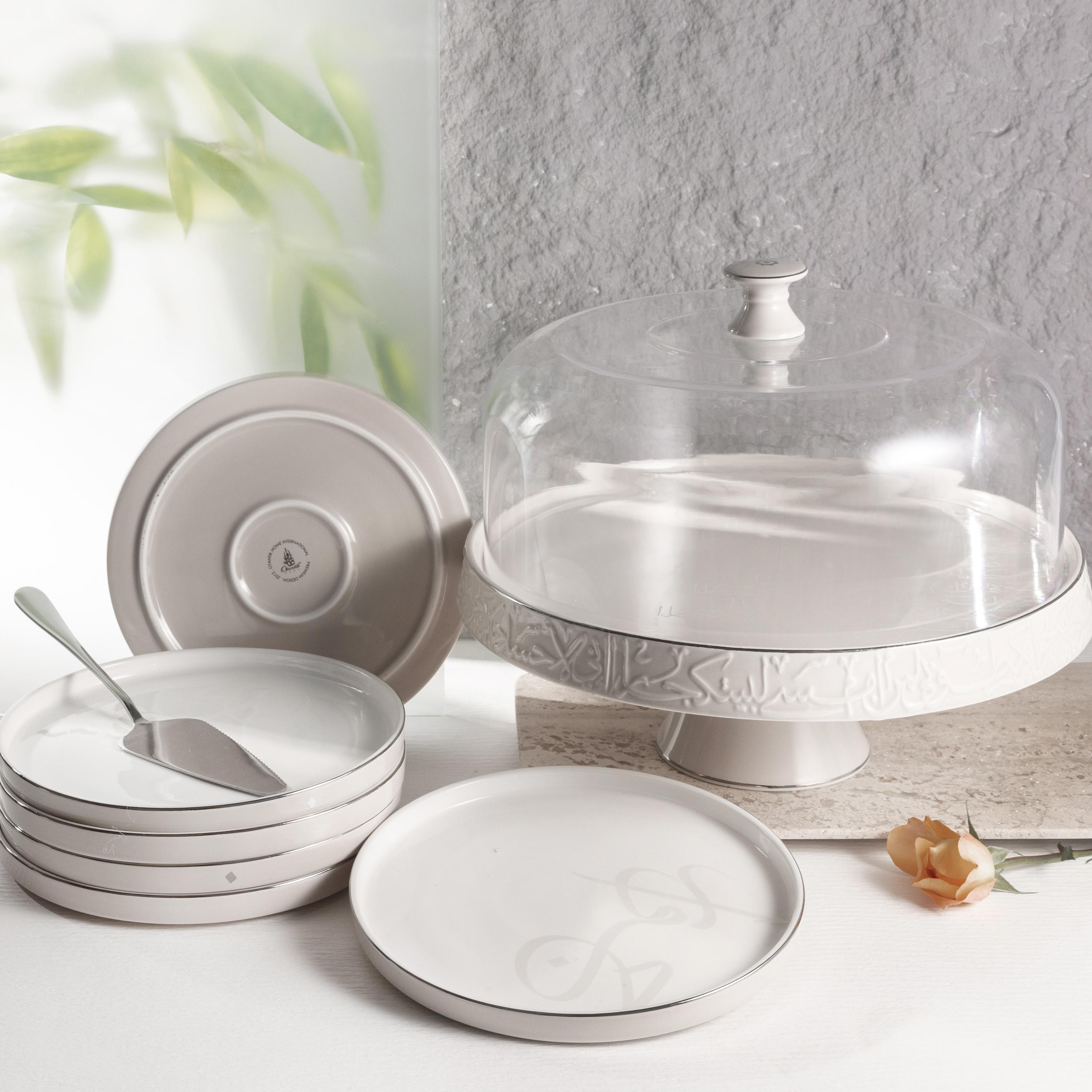 طقم تقديم كيك بورسلان 9 قطع من أوتانتيك-household-dining-serveware-cakestands-image-5