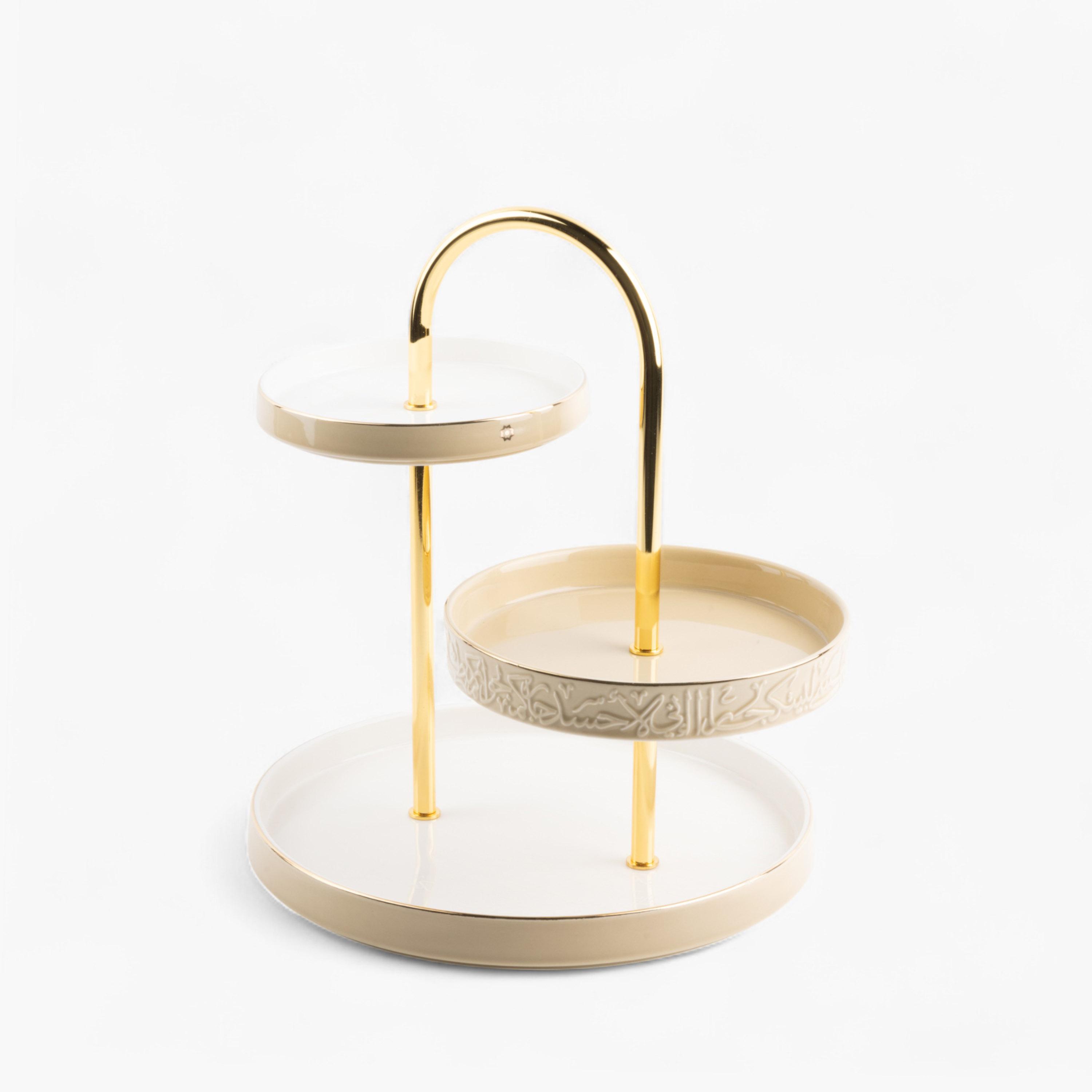 حامل تقديم حلوى بورسلان بـ3 طبقات من أوتانتيك-household-dining-serveware-cakestands-image-3