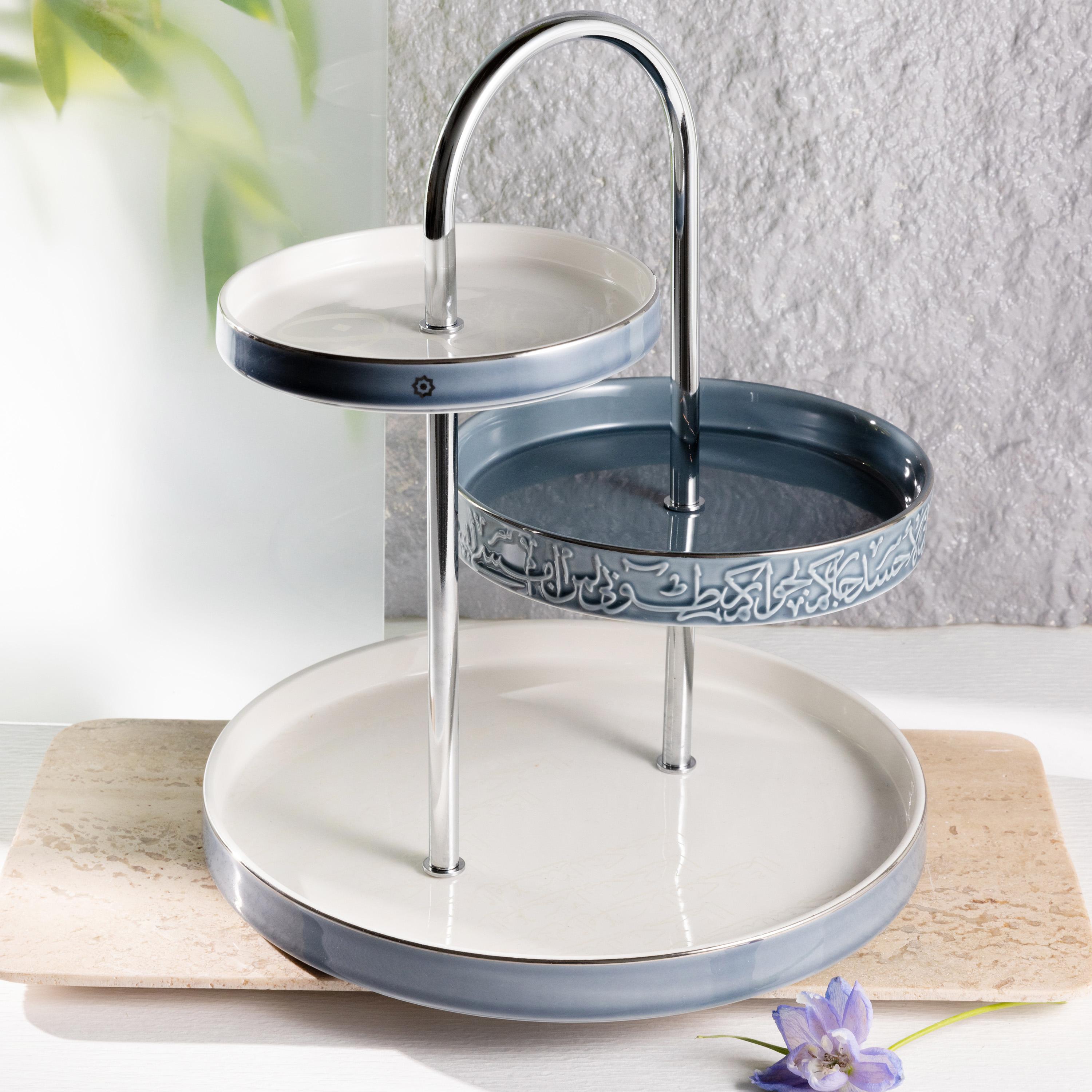 حامل تقديم حلويات بورسلان ثلاثي الطوابق من أوتانتيك-household-dining-serveware-cakestands-image-1