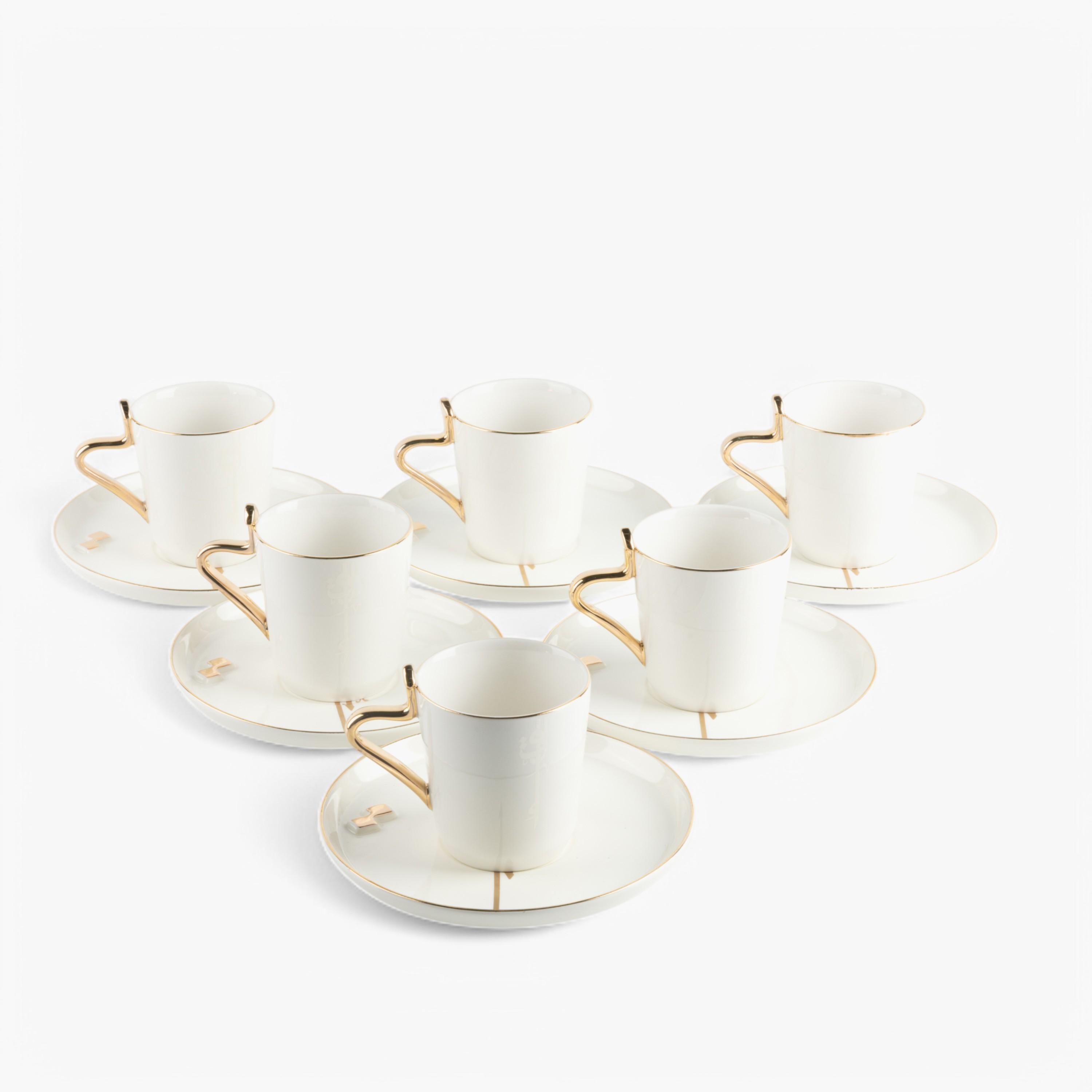 Calligraphy Detail 12-Piece Porcelain Cup and Saucer Set-household-dining-teaandcoffee-teaandcoffeesets-image-4