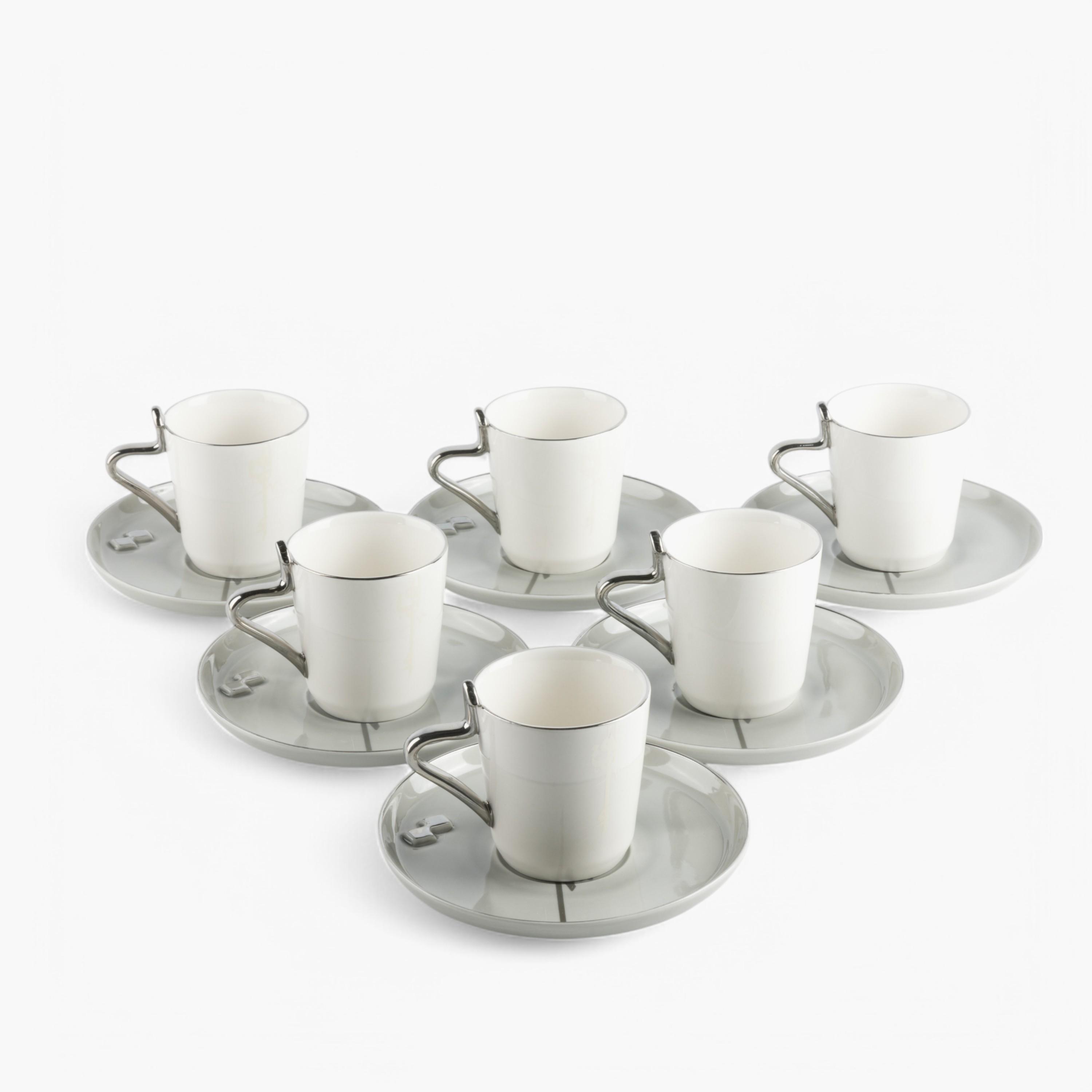 Calligraphy Detail 12-Piece Porcelain Cup and Saucer Set-household-dining-teaandcoffee-teaandcoffeesets-image-3