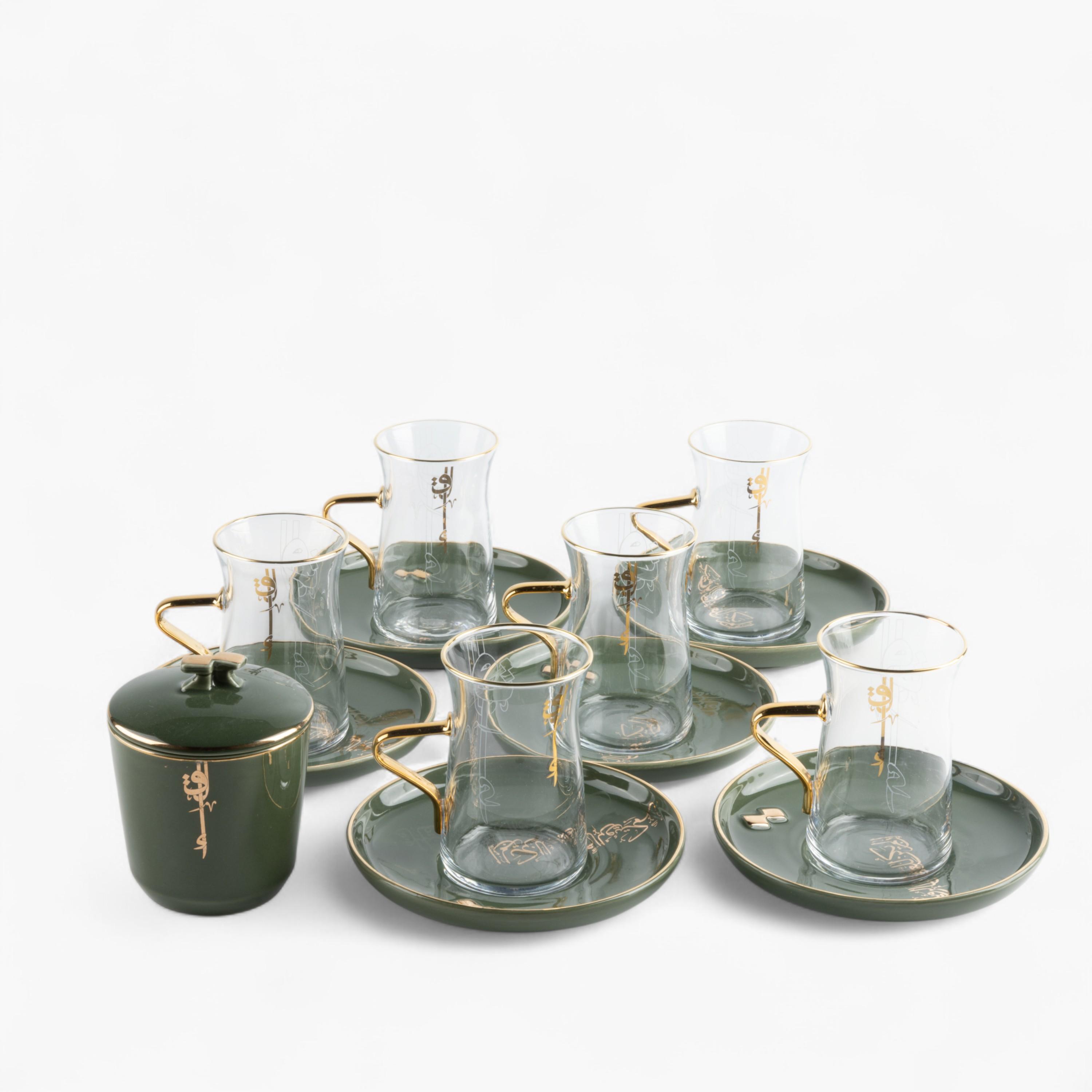 Arabic Calligraphy 19-Piece Tea Glass and Saucer Set-household-dining-teaandcoffee-teaandcoffeesets-image-9