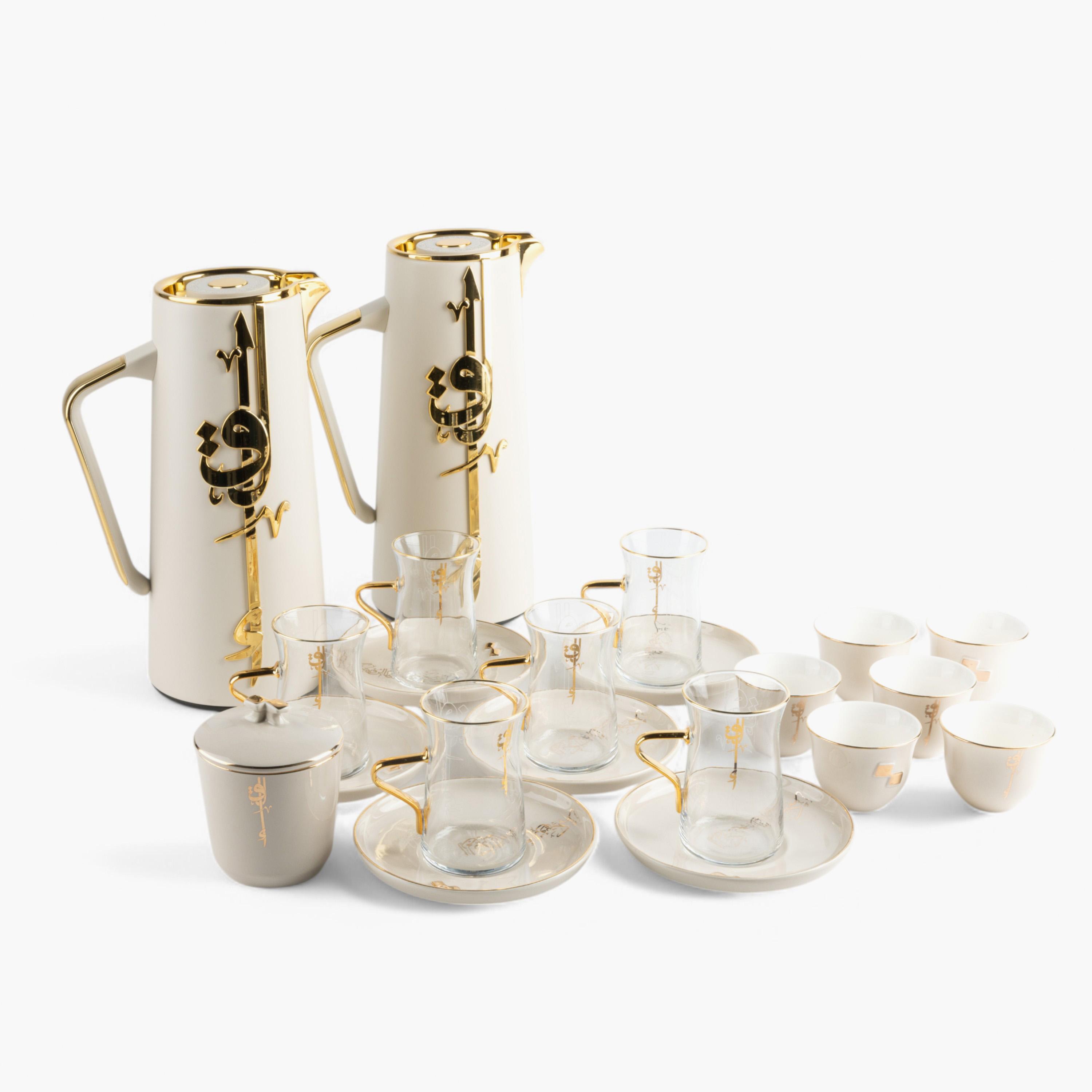 Porcelain 21-Piece Kahwa Cup Set-household-dining-teaandcoffee-teaandcoffeesets-image-2