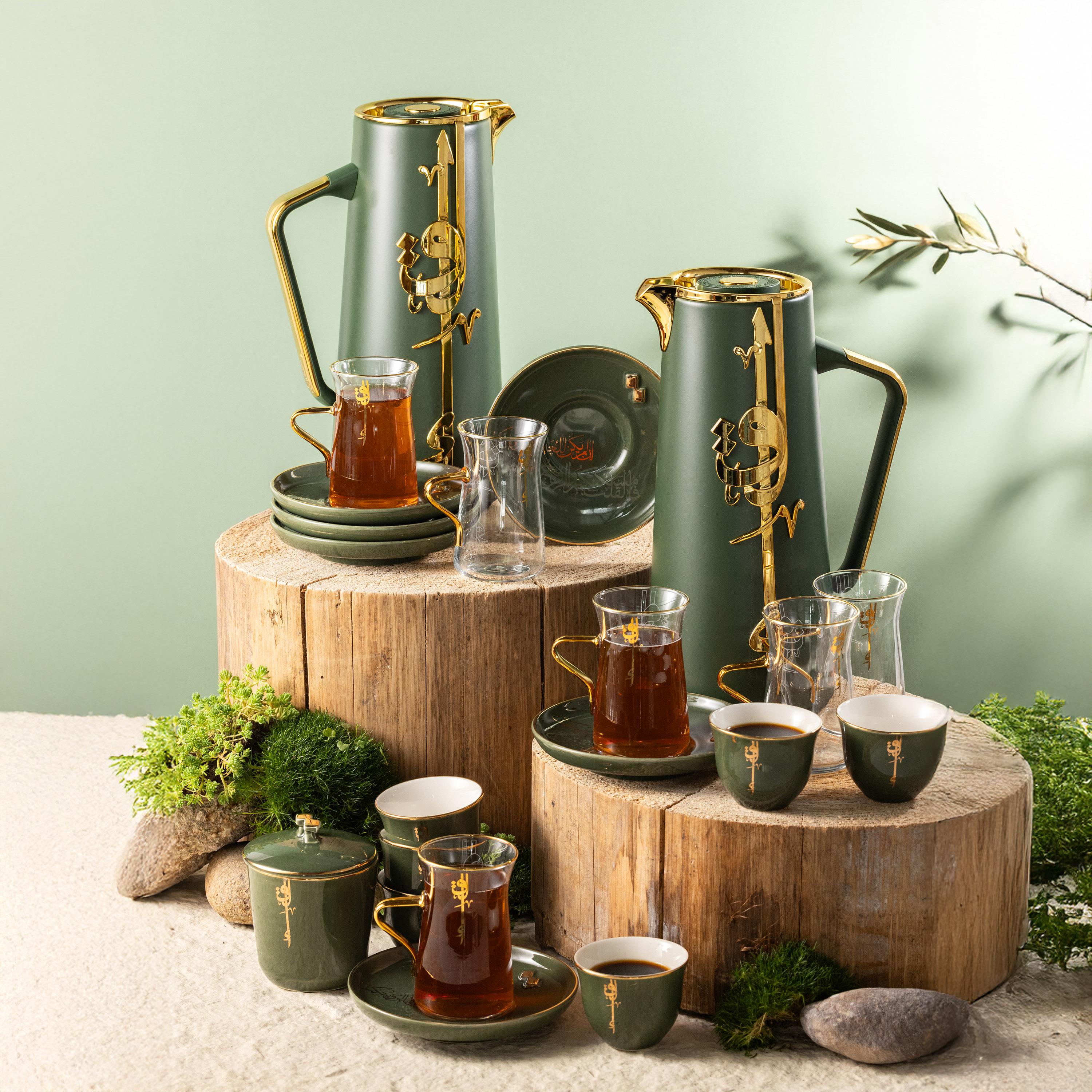 طقم فناجين وصحون شاي بتفاصيل خط عربي - 21 قطعة من أوتانتيك-household-dining-teaandcoffee-teaandcoffeesets-image-1