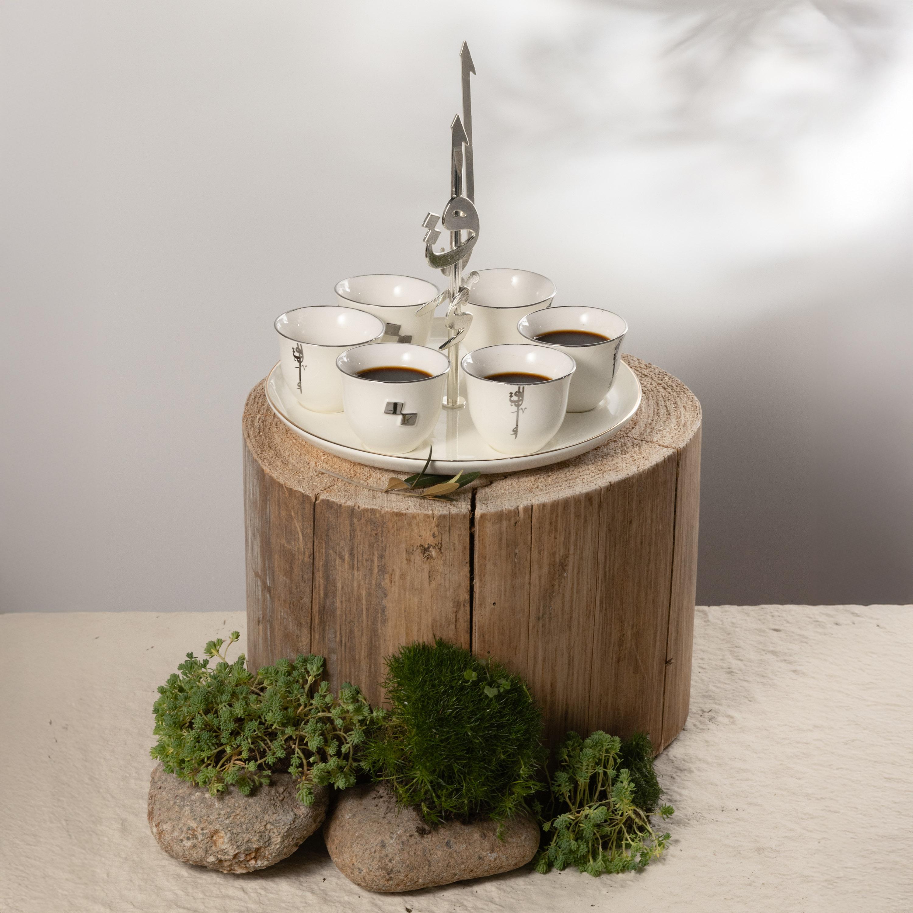 Calligraphy Detail 6-Piece Porcelain Kahwa Set-household-dining-teaandcoffee-teaandcoffeesets-image-1