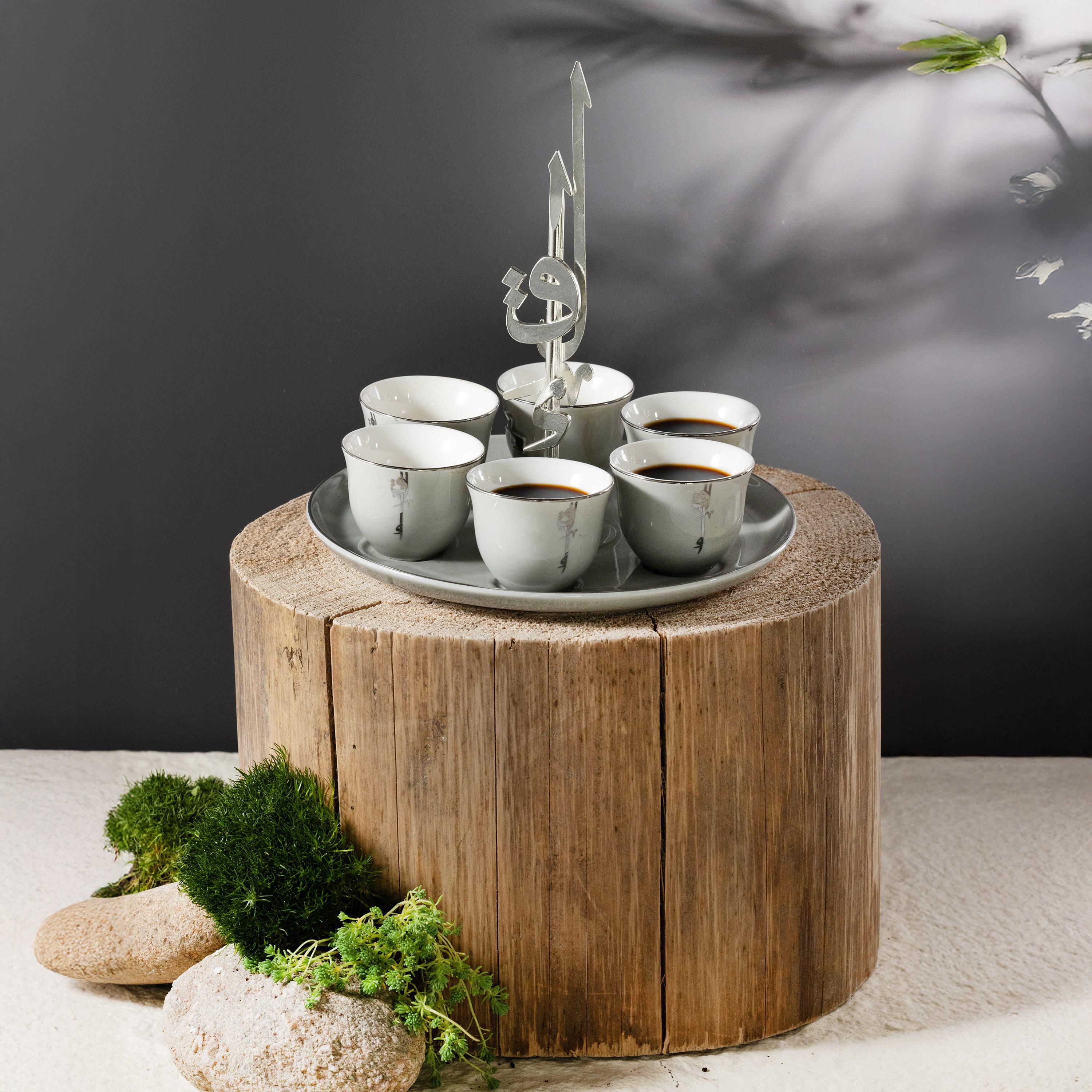 طقم فناجين قهوة بورسلان 6 قطع بتفاصيل خط عربي مع صينية من أوتانتيك-household-dining-teaandcoffee-teaandcoffeesets-image-1