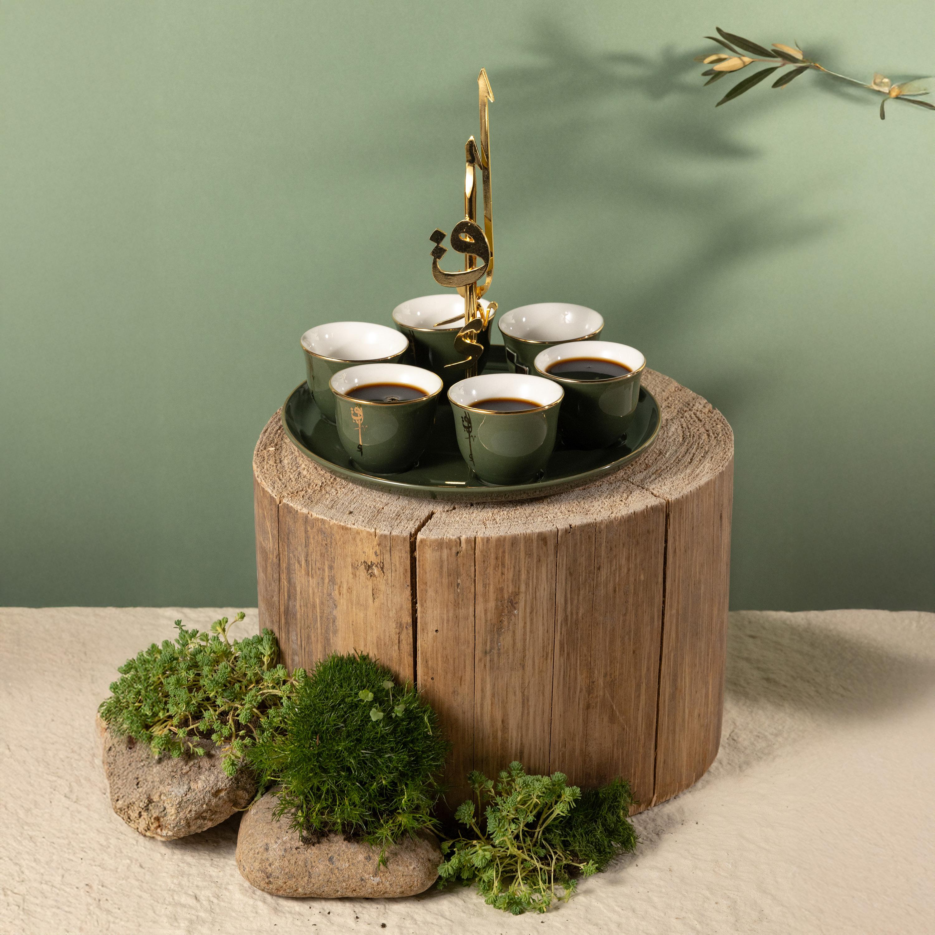 Arabic Calligraphy 6-Piece Porcelain Kahwa Set-household-dining-teaandcoffee-teaandcoffeesets-image-1