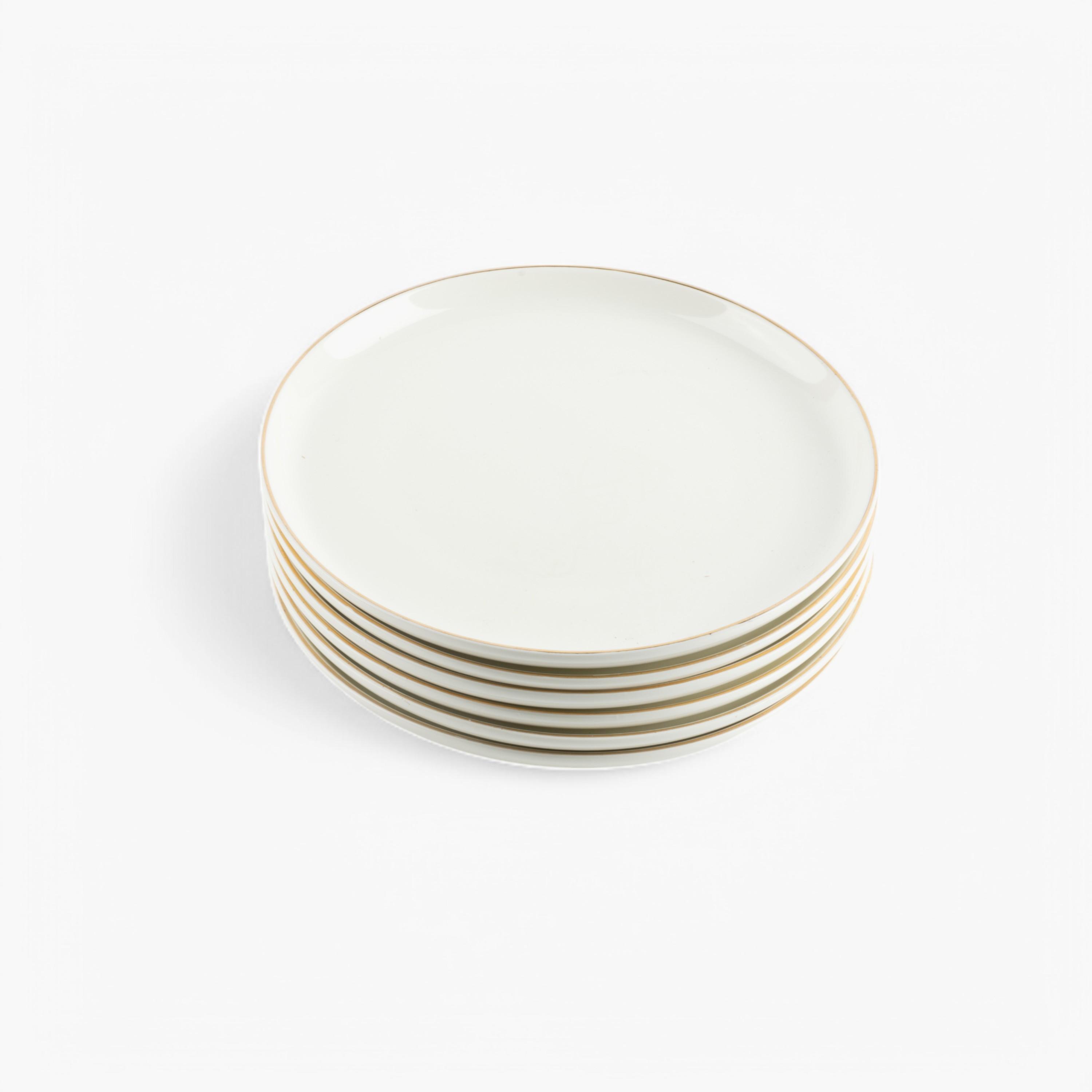 صحن تقديم كيك بورسلان بحافة متباينة - طقم من 6 قطع-household-dining-dinnerware-plates-image-4