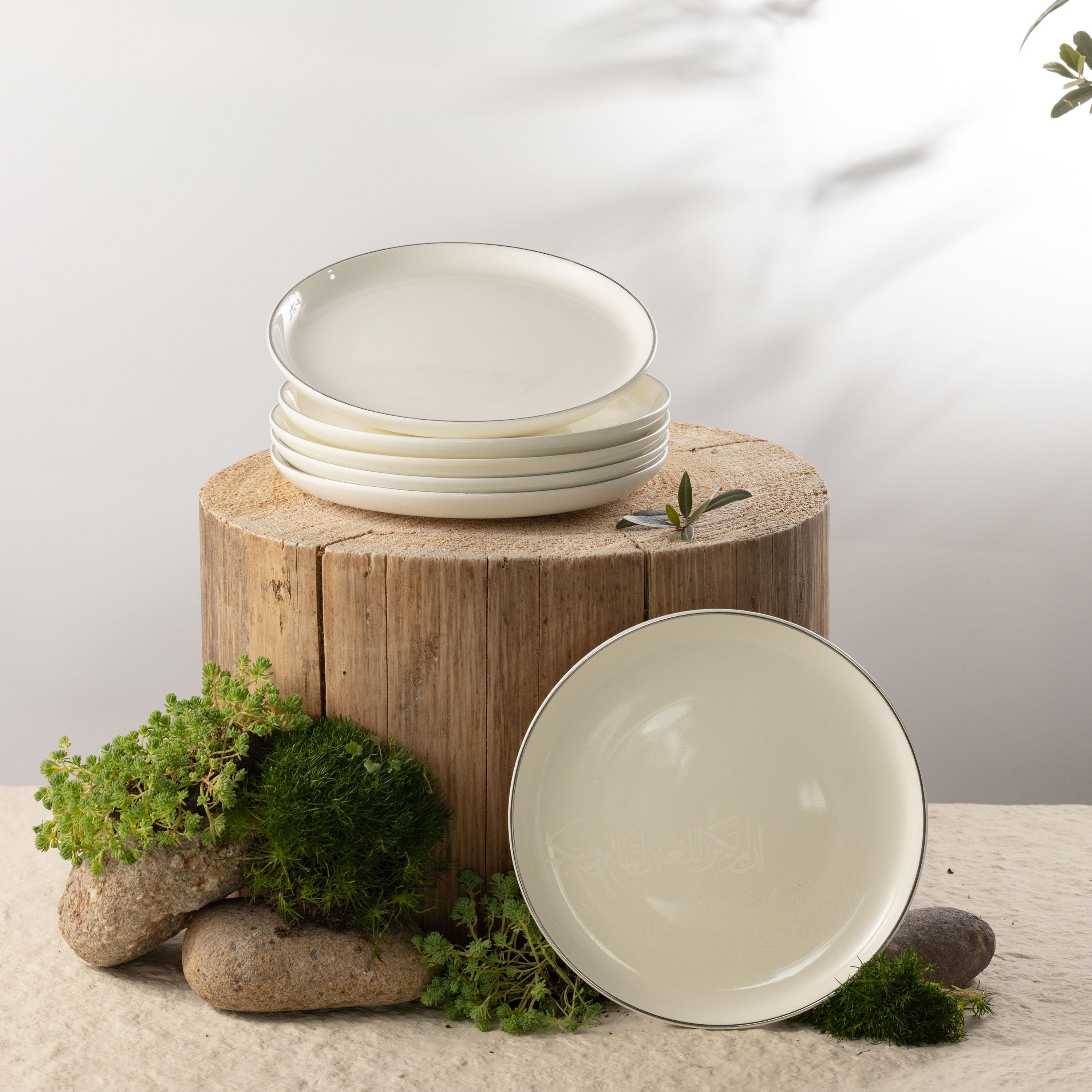 Trim Detail Porcelain Cake Serving Plate - Set of 6-household-dining-serveware-cakestands-image-1