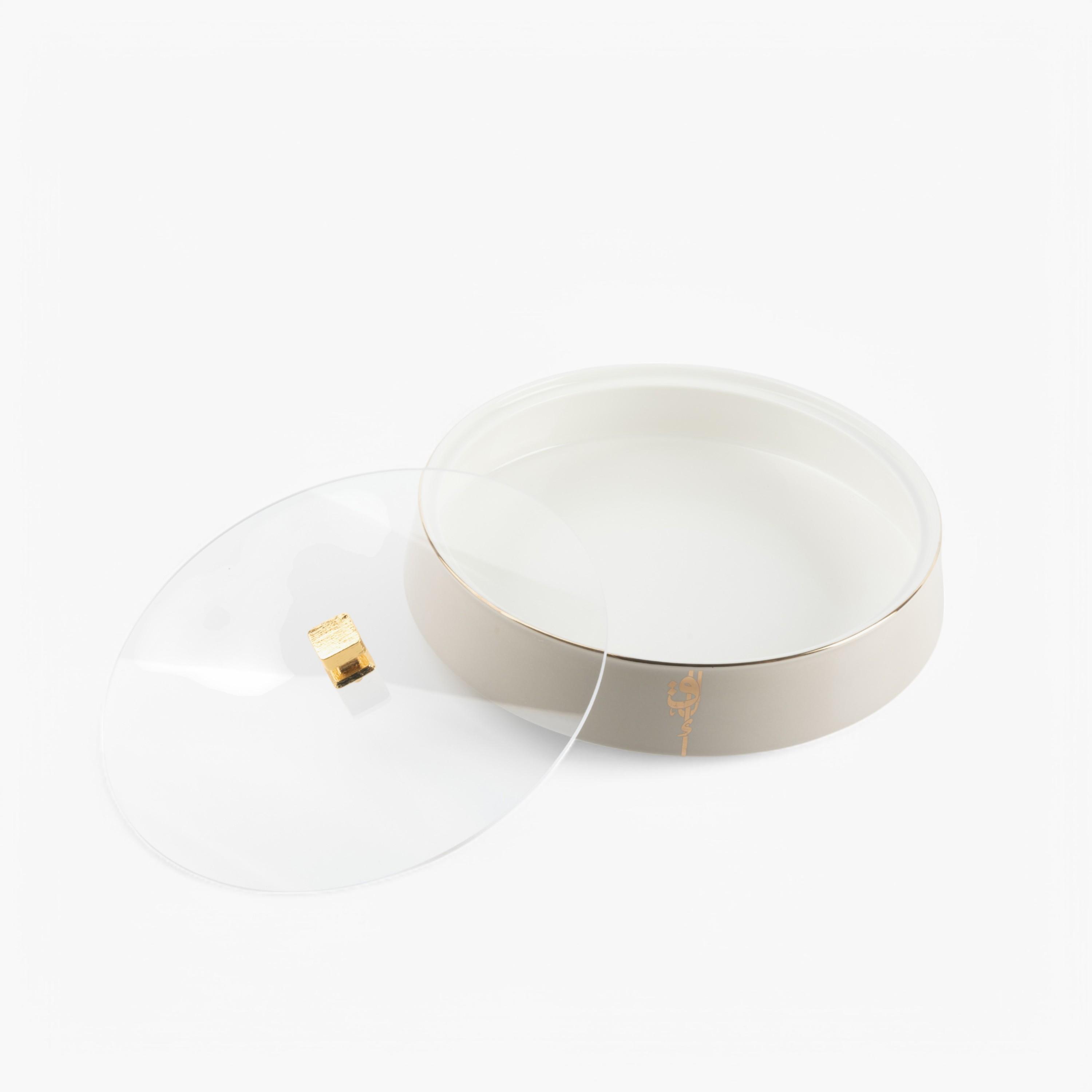 وعاء تمر بورسلان بنقوش خط عربي وغطاء زجاجي من أوتانتيك-household-dining-dinnerware-bowls-image-2