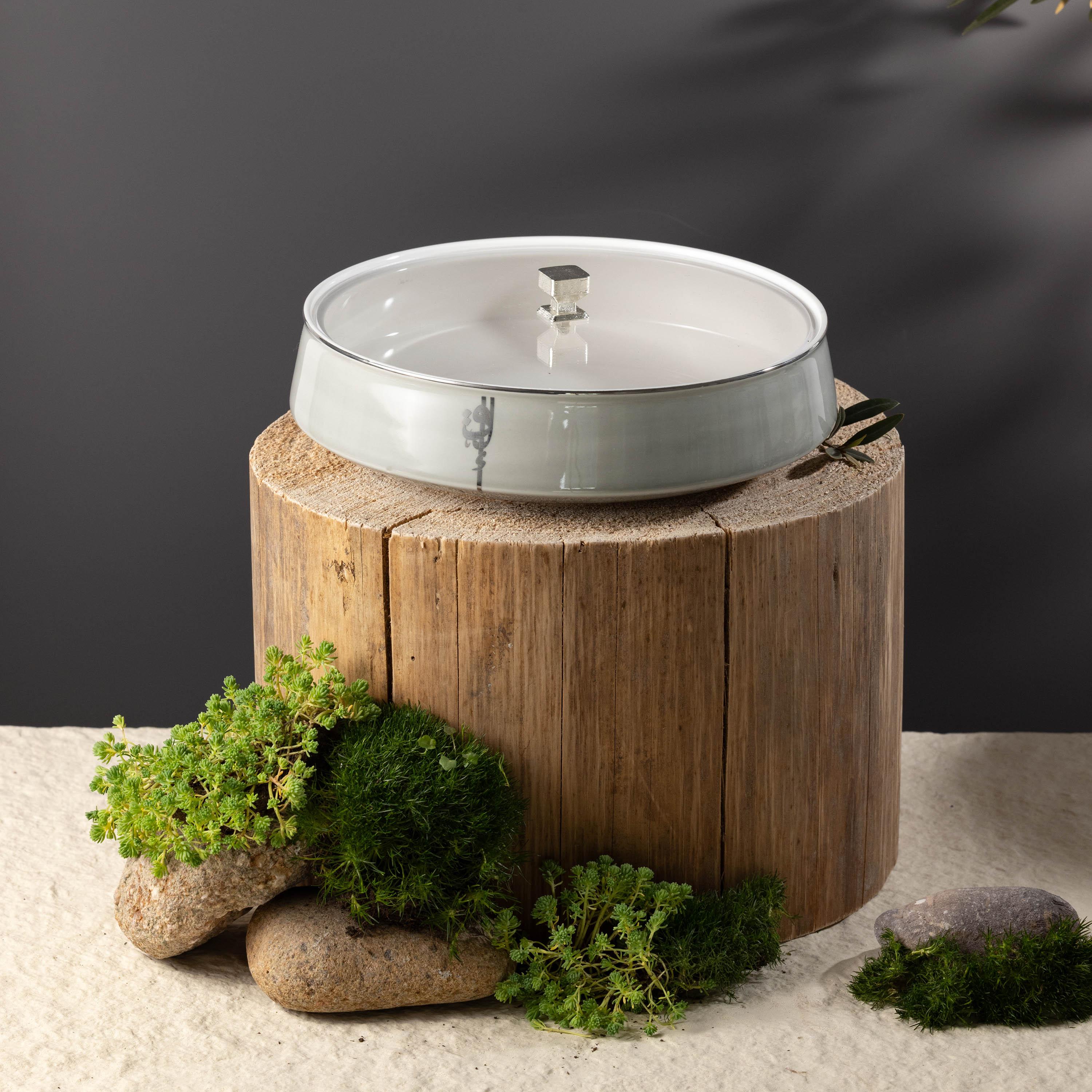 وعاء تمر بورسلان بتفاصيل خط عربي بغطاء زجاج من أوتانتيك-household-dining-dinnerware-bowls-image-1