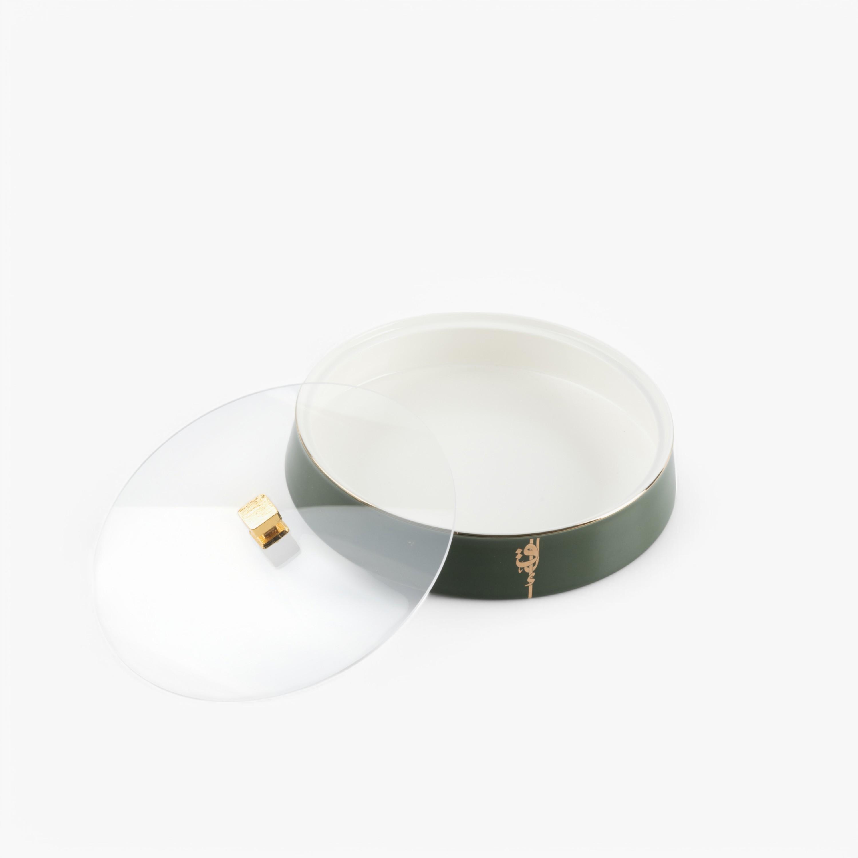 وعاء تمر بورسلان بغطاء زجاجي وتفاصيل خط عربي من أوتانتيك-household-dining-dinnerware-bowls-image-2
