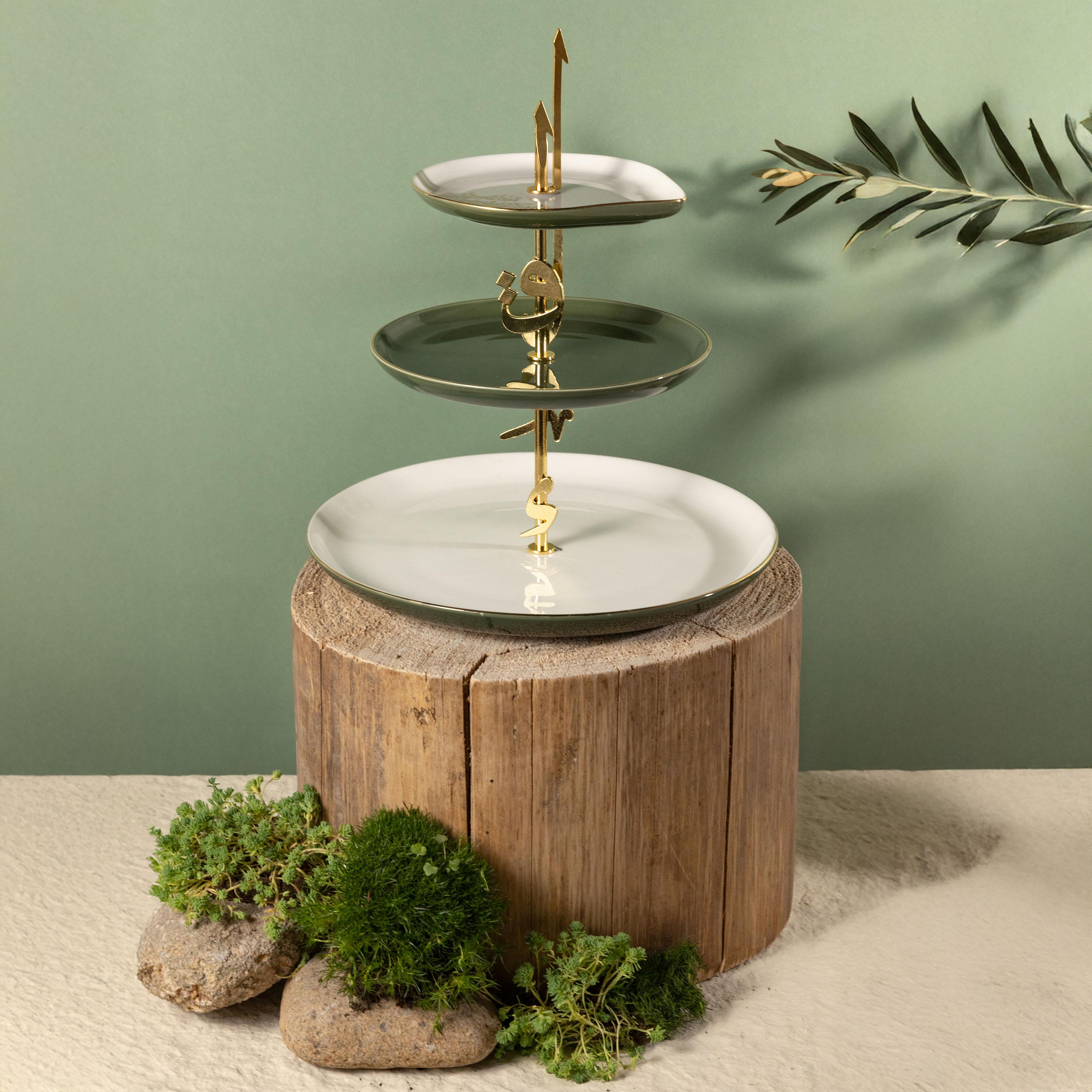 Calligraphy Detail Tiered Dessert Serving Stand-household-dining-serveware-cakestands-image-1