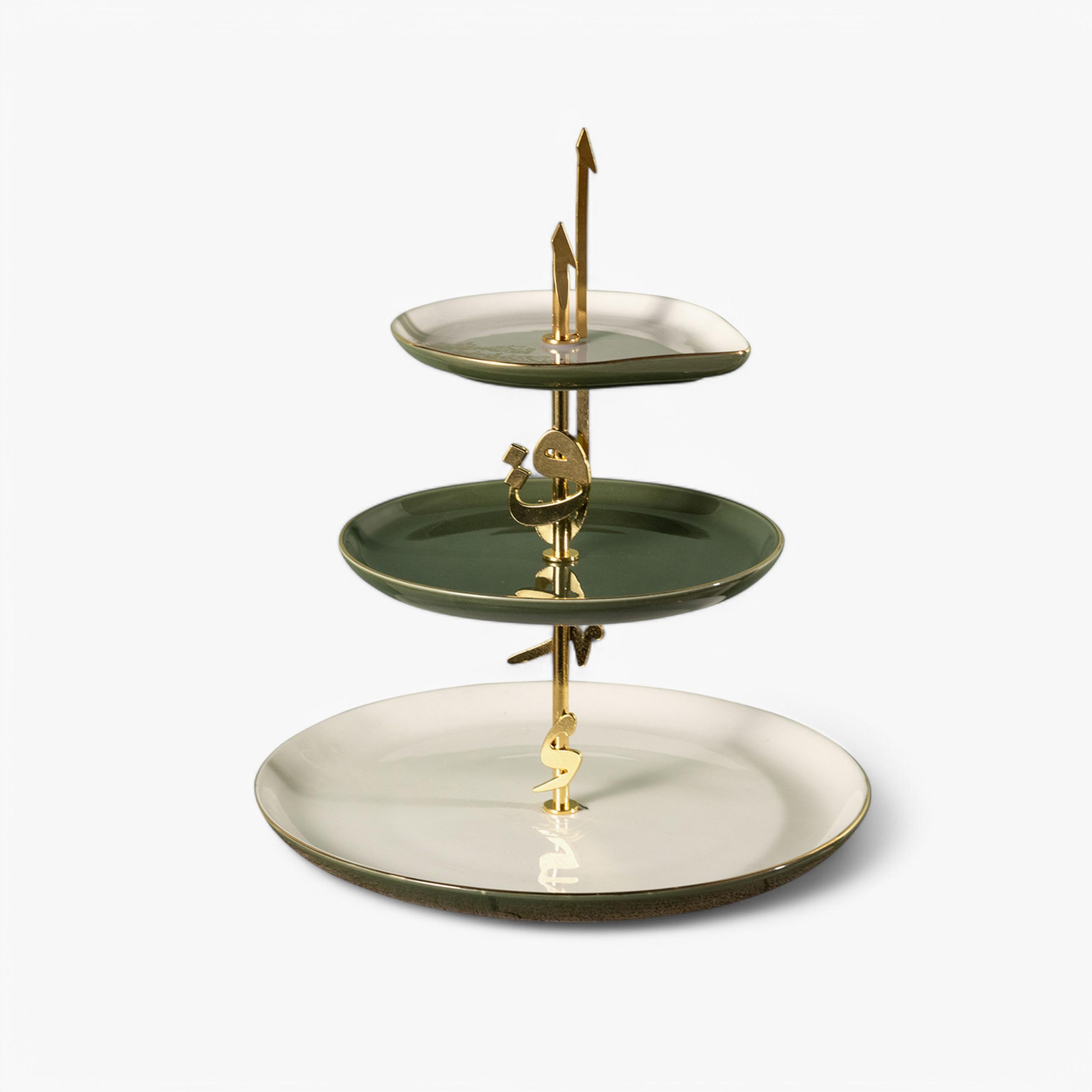 Calligraphy Detail Tiered Dessert Serving Stand-household-dining-serveware-cakestands-image-2