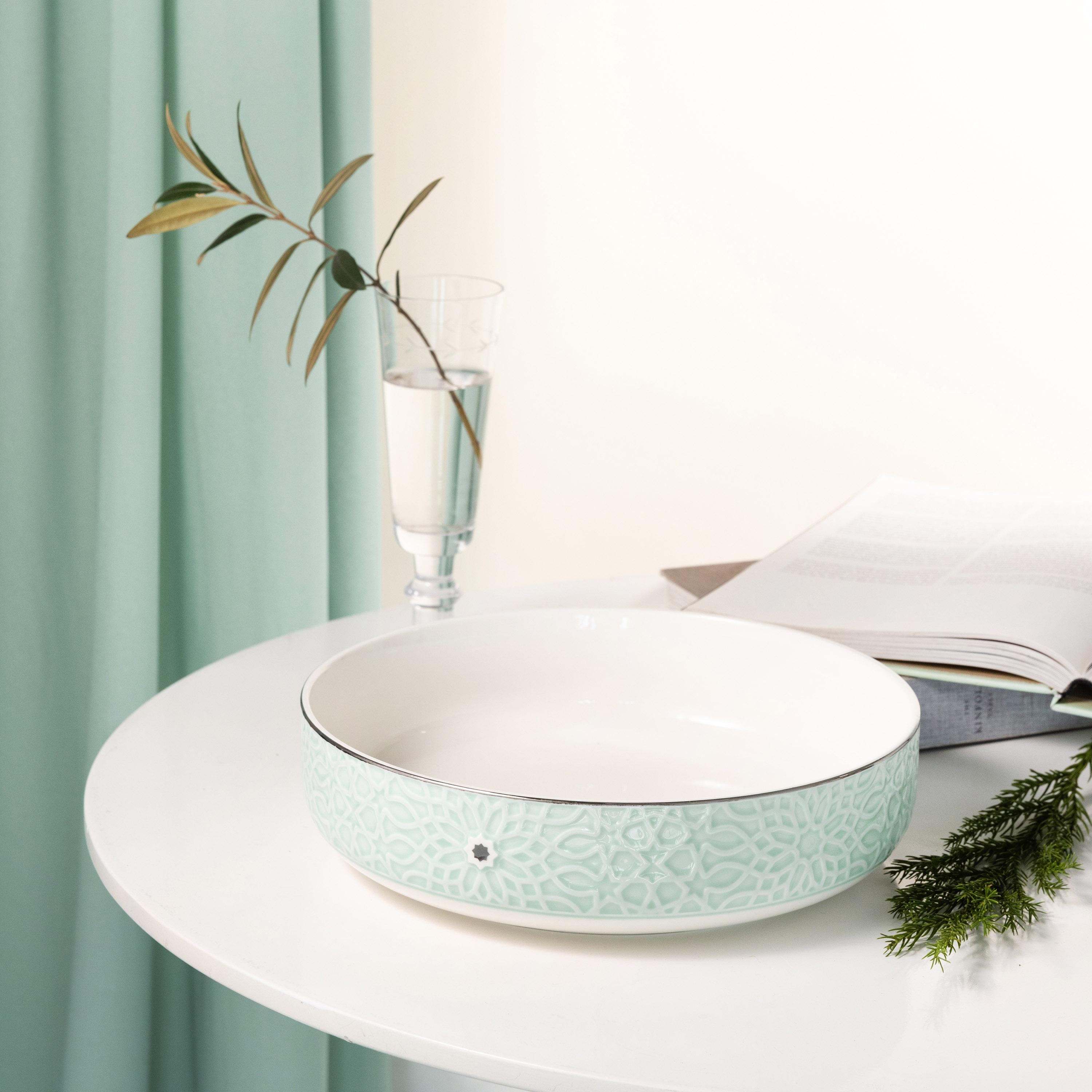 Embossed Porcelain Serving Bowl-household-dining-dinnerware-bowls-image-1