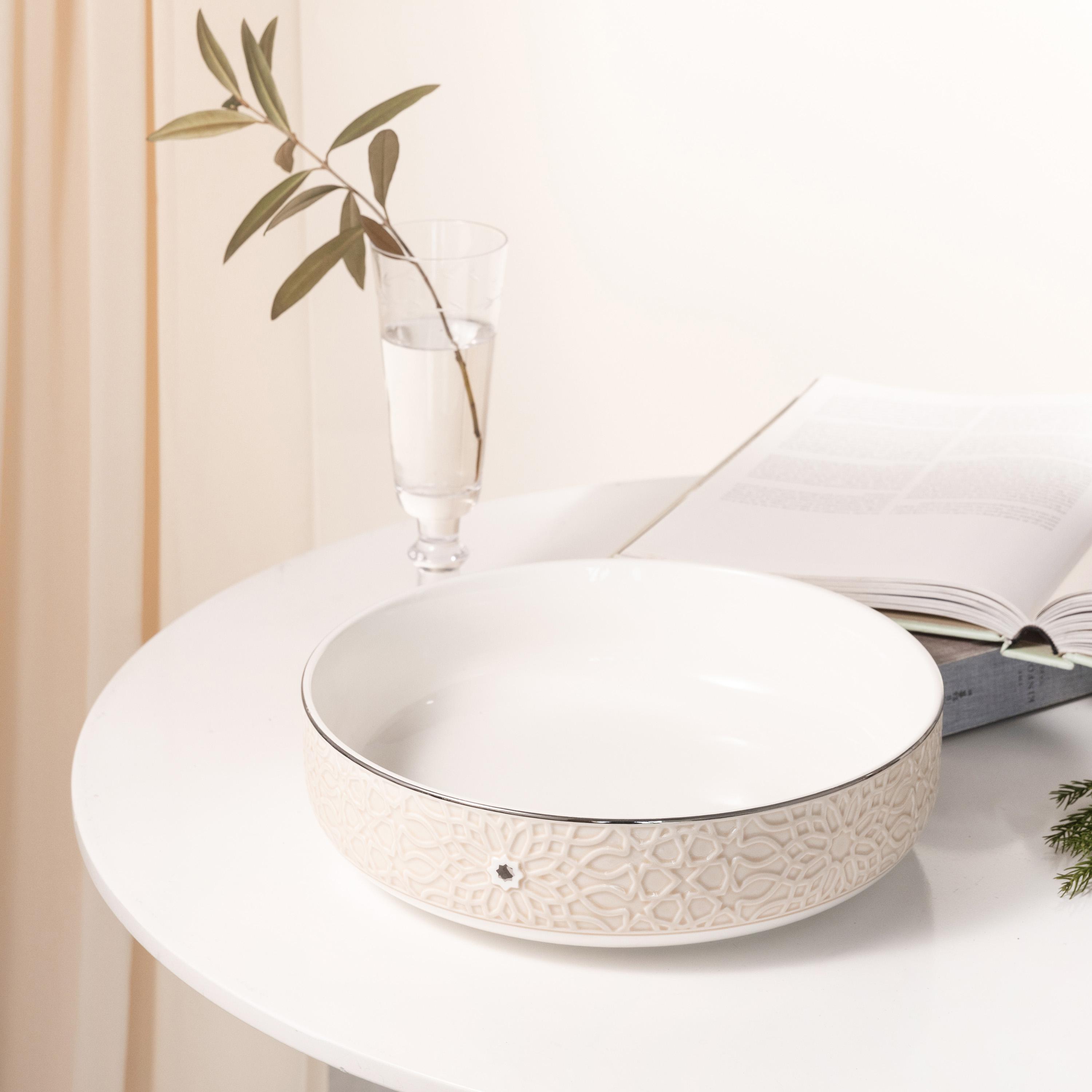 Embossed Porcelain Serving Bowl-household-dining-dinnerware-bowls-image-1