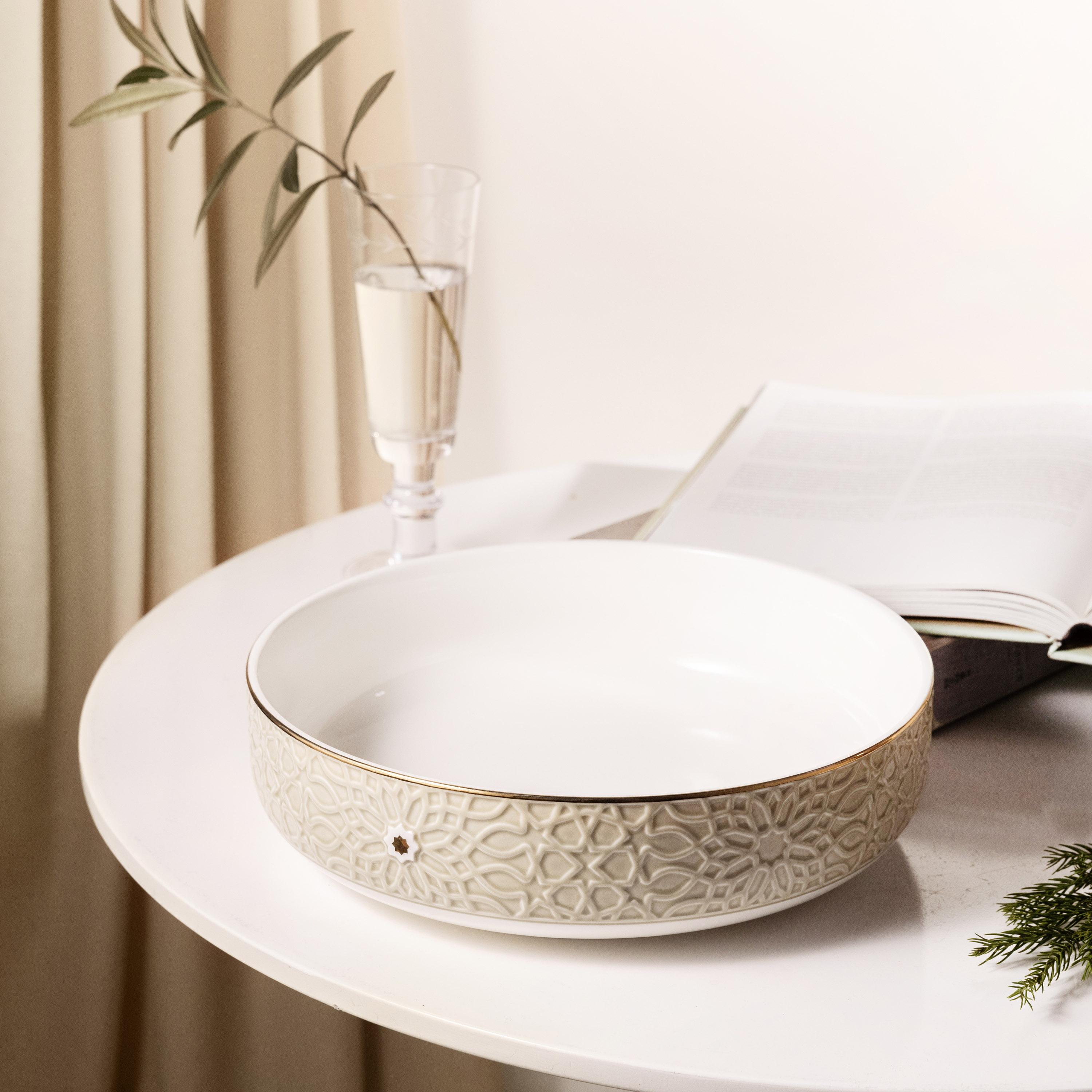 Embossed Porcelain Serving Bowl-household-dining-dinnerware-bowls-image-1
