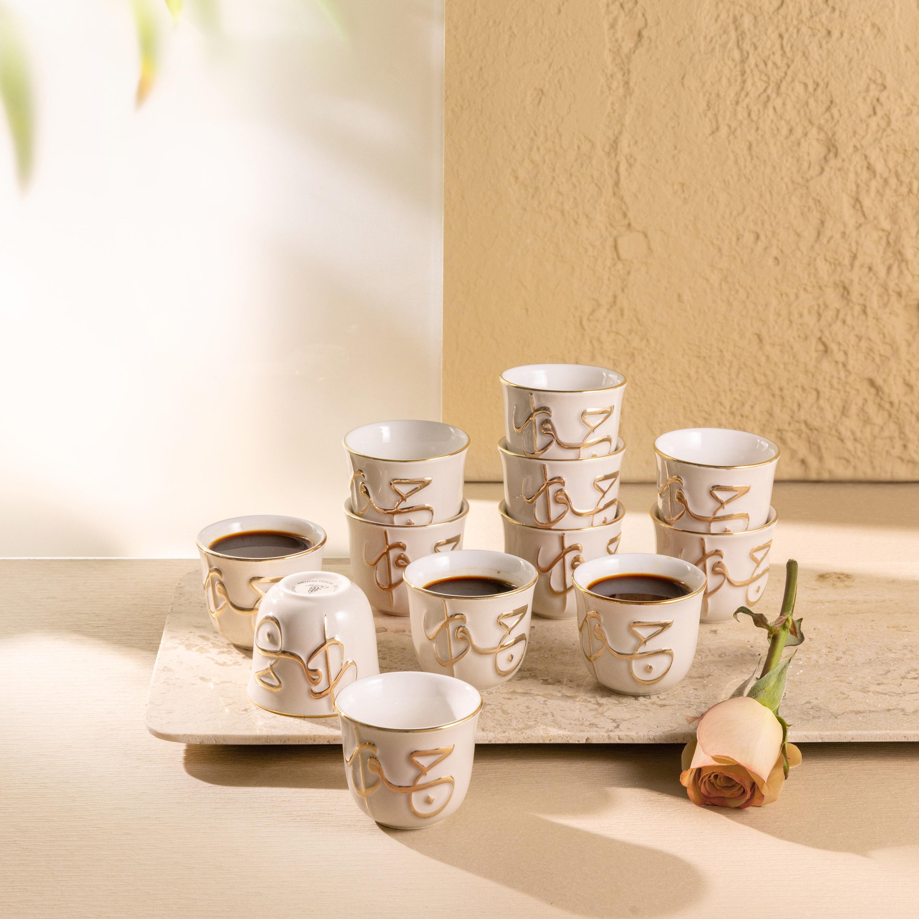 طقم قهوة بورسلان مزين بالخط العربي 12 قطعة من أوتانتيك-household-dining-teaandcoffee-teaandcoffeesets-image-1