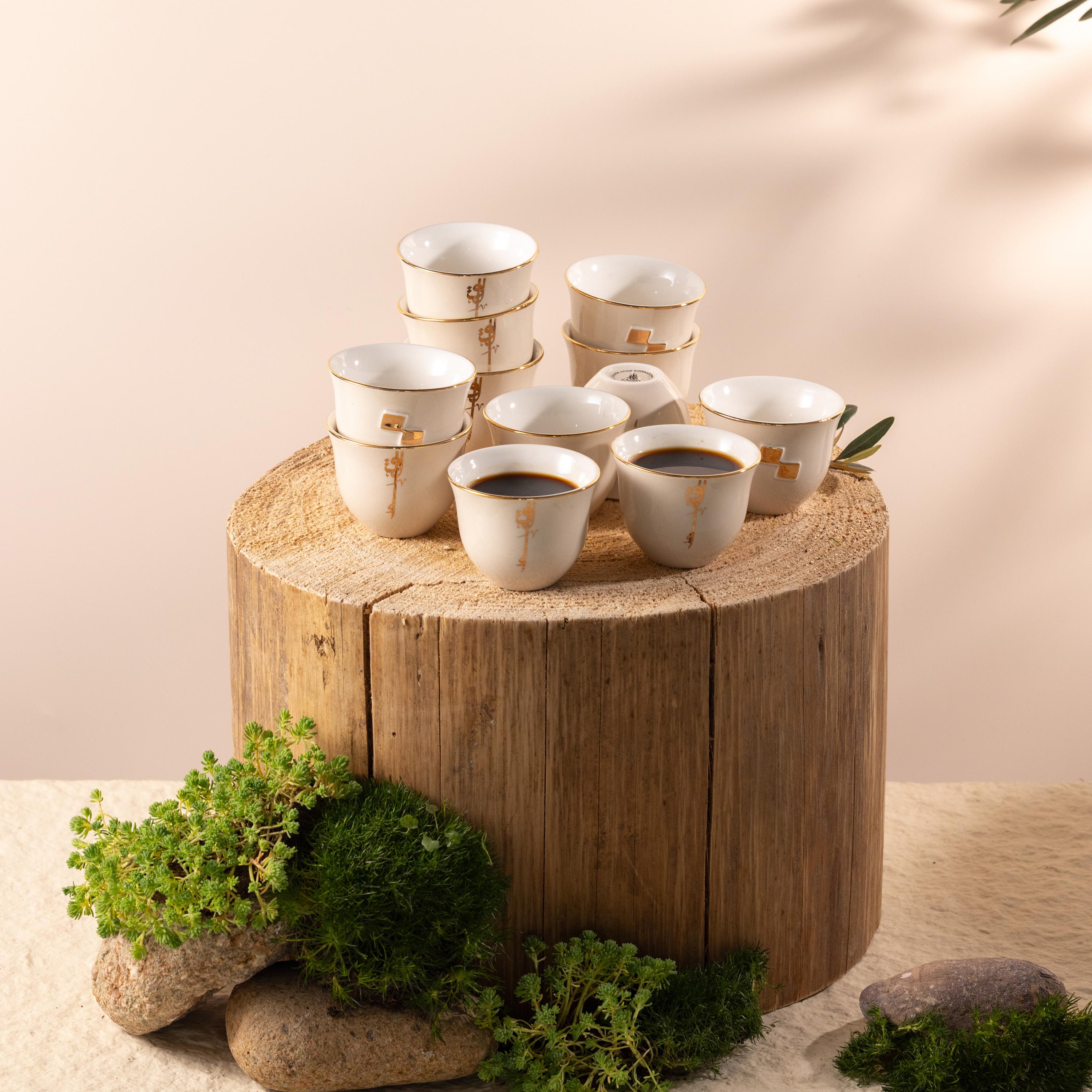 Calligraphy Detail 12-Piece Porcelain Kahwa Cup Set-household-dining-teaandcoffee-teaandcoffeesets-image-1