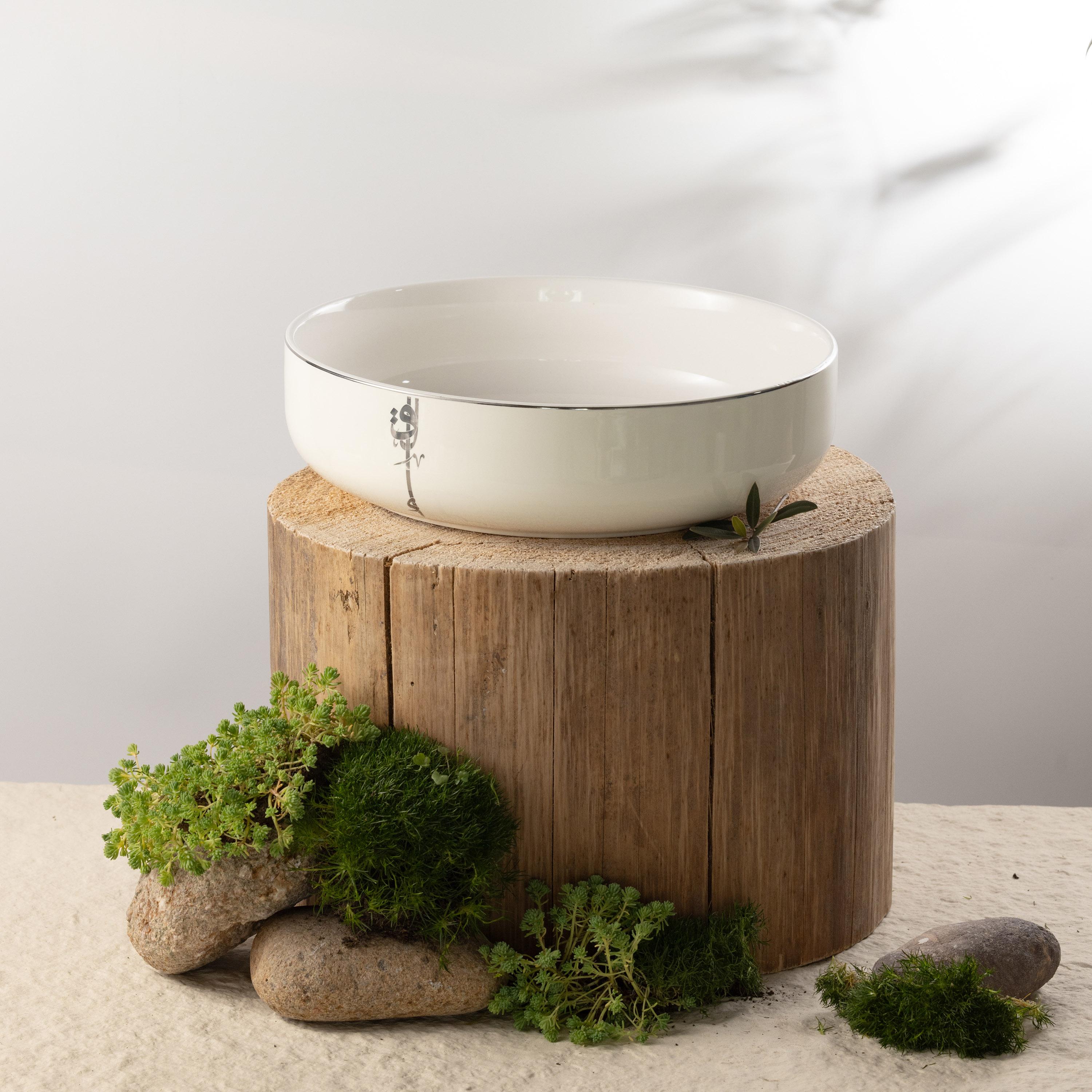 Otantik Embellished Porcelain Serving Bowl-household-dining-dinnerware-bowls-image-1