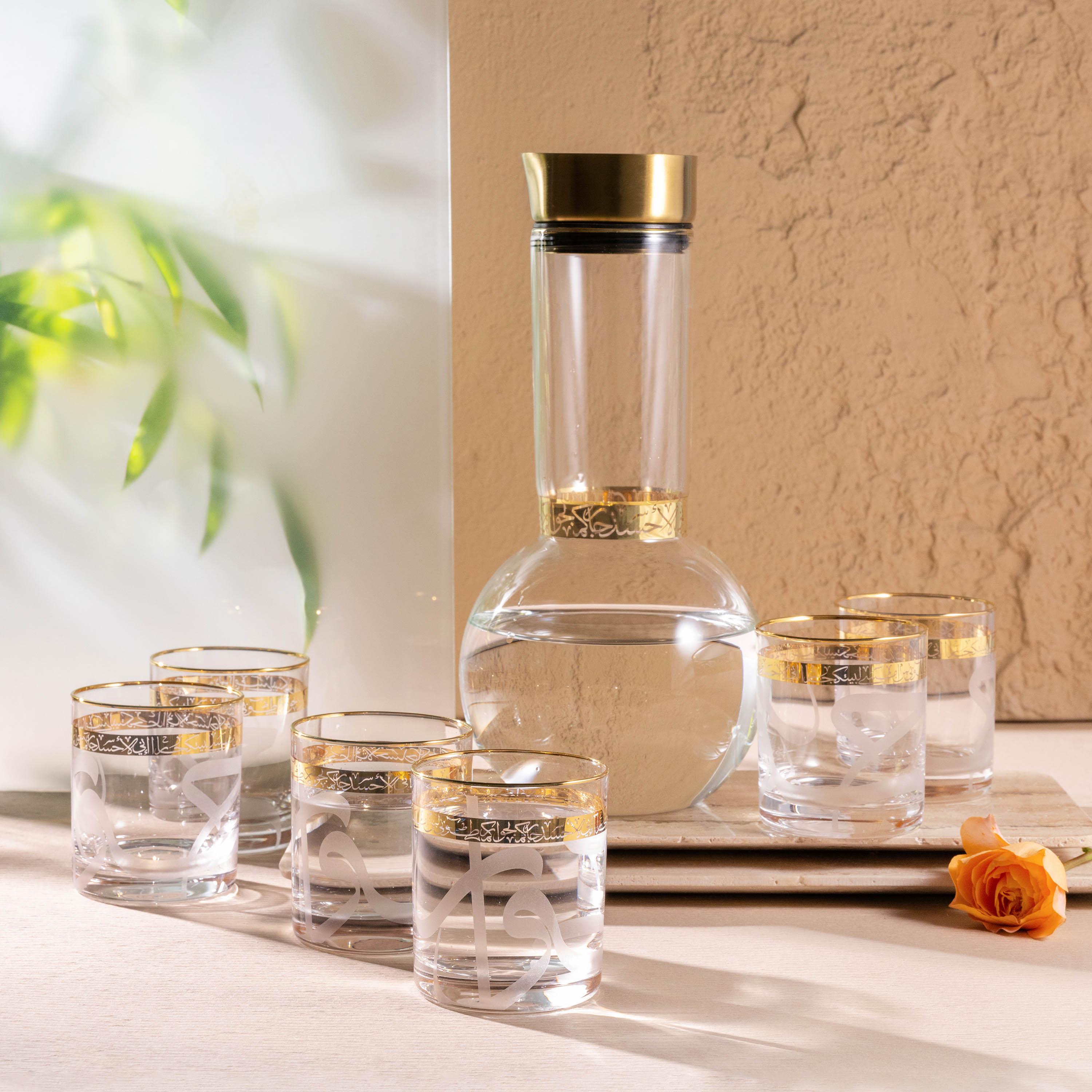 طقم تقديم عصير زجاج 7 قطع من أوتانتيك-household-dining-drinkserveware-jugsdecantersandcarafes-image-1