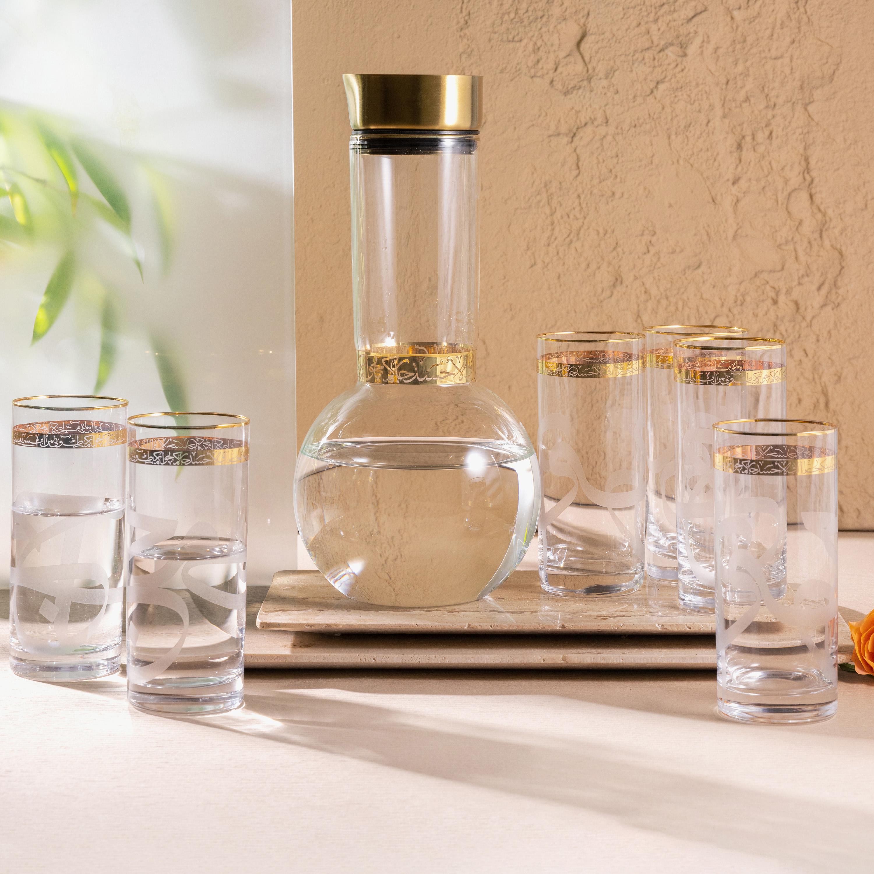 طقم إبريق وأكواب زجاج 7 قطع من أوتانتيك-household-dining-drinkserveware-jugsdecantersandcarafes-image-1