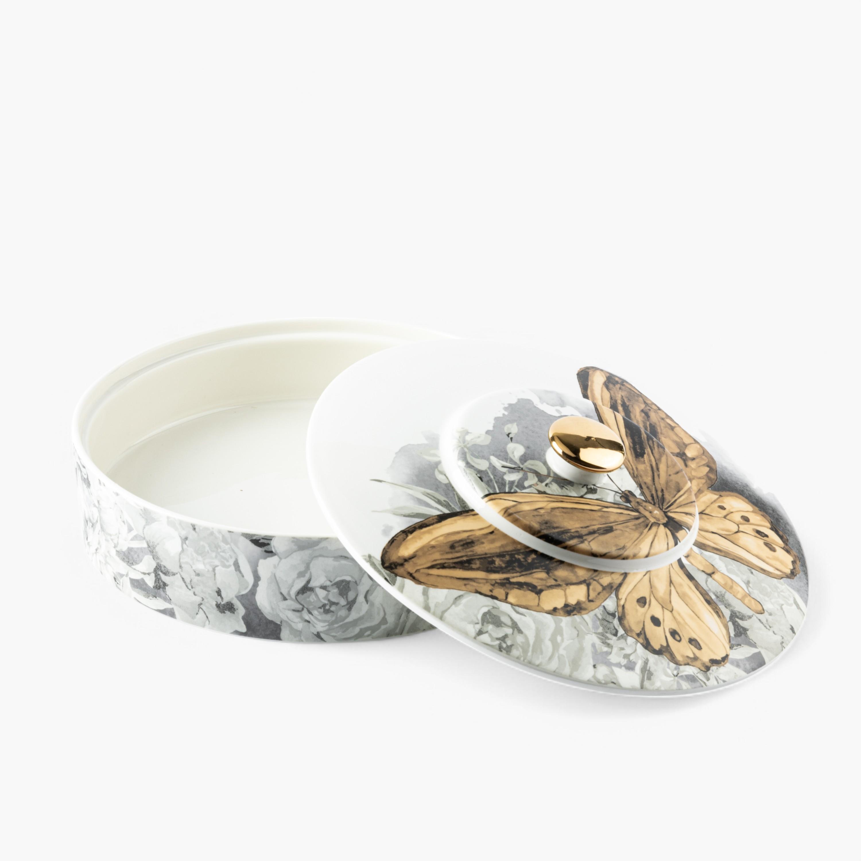 Butterfly Print Porcelain Date Bowl with Lid-household-dining-dinnerware-bowls-image-2
