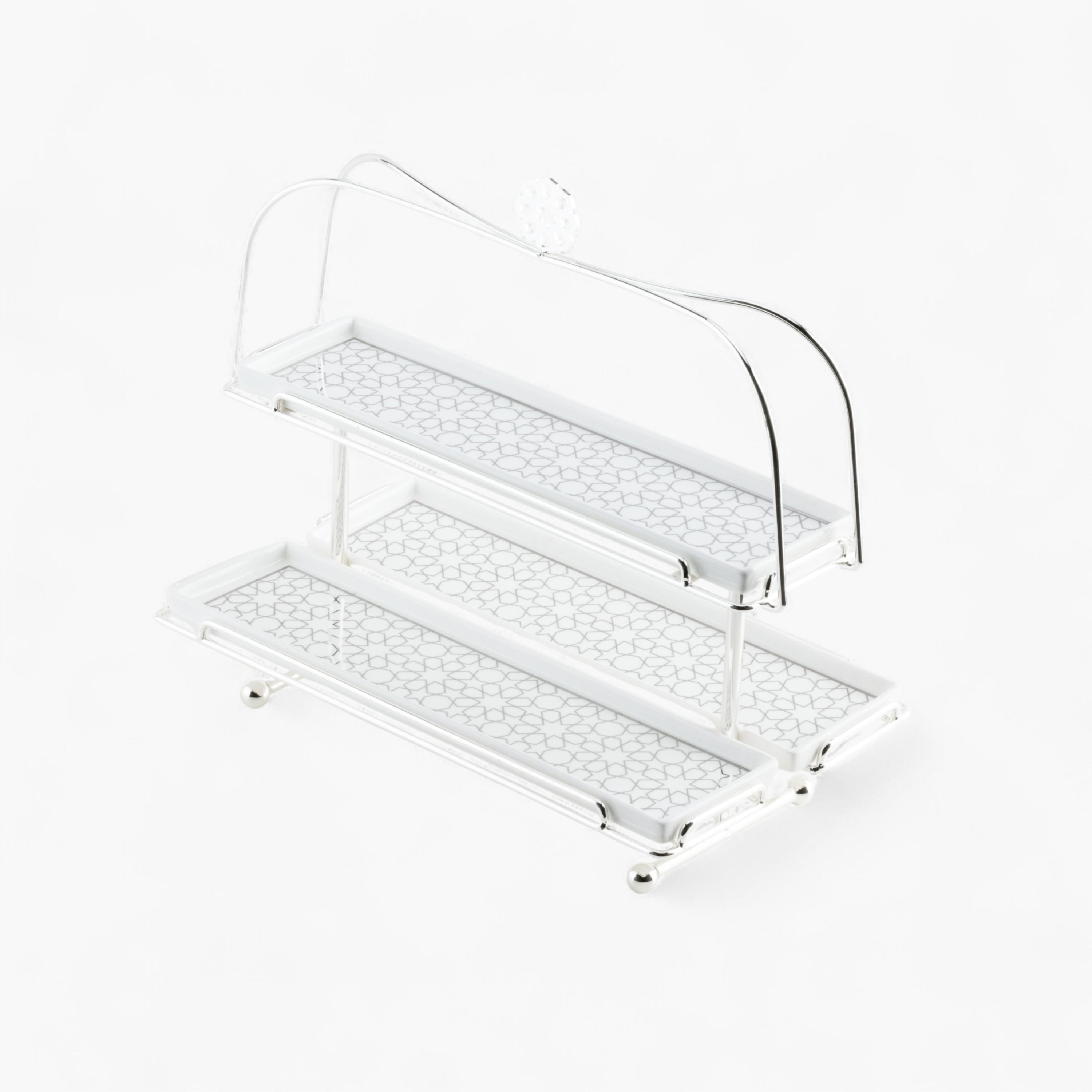 حامل كيك بورسلان بطبقتين من أوتانتيك-household-dining-serveware-cakestands-image-4