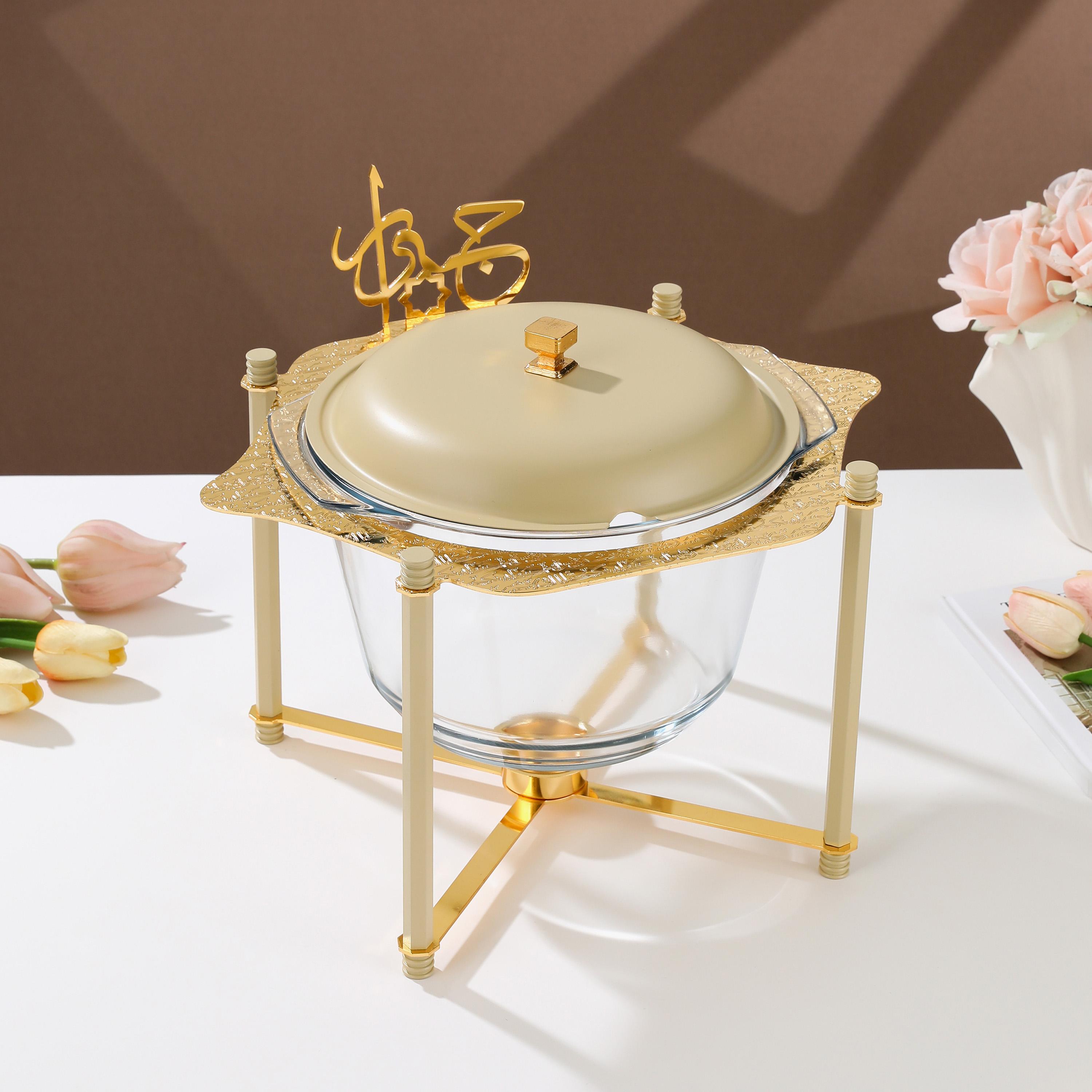 طقم تسخين طعام بتزيينات خط عربي 3 قطع مع غطاء من أوتانتيك-household-dining-serveware-foodwarmersandcasseroles-image-1