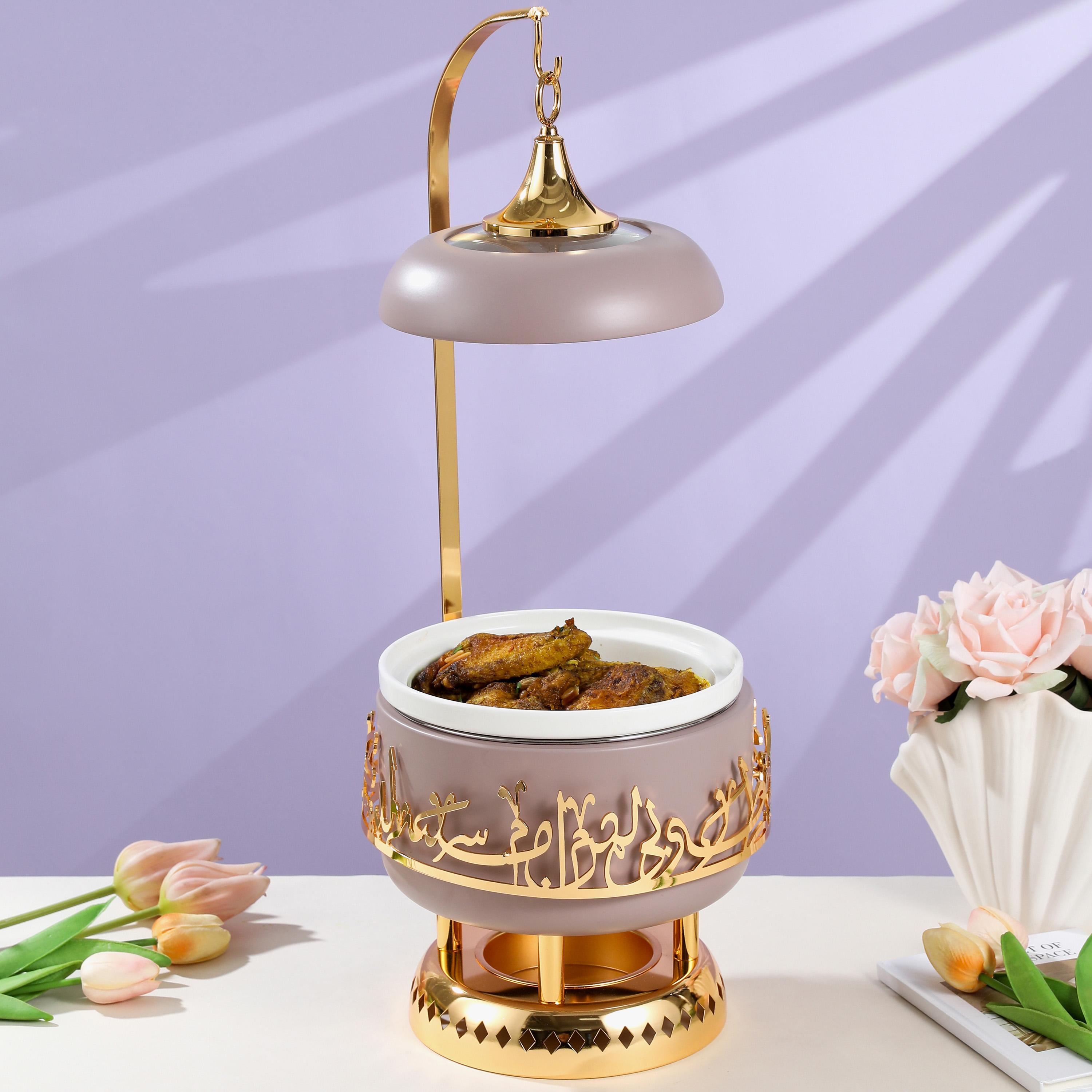طقم سخان طعام ستانلس ستيل 3 قطع بزخارف الخط العربي من أوتانتيك-household-dining-serveware-foodwarmersandcasseroles-image-1